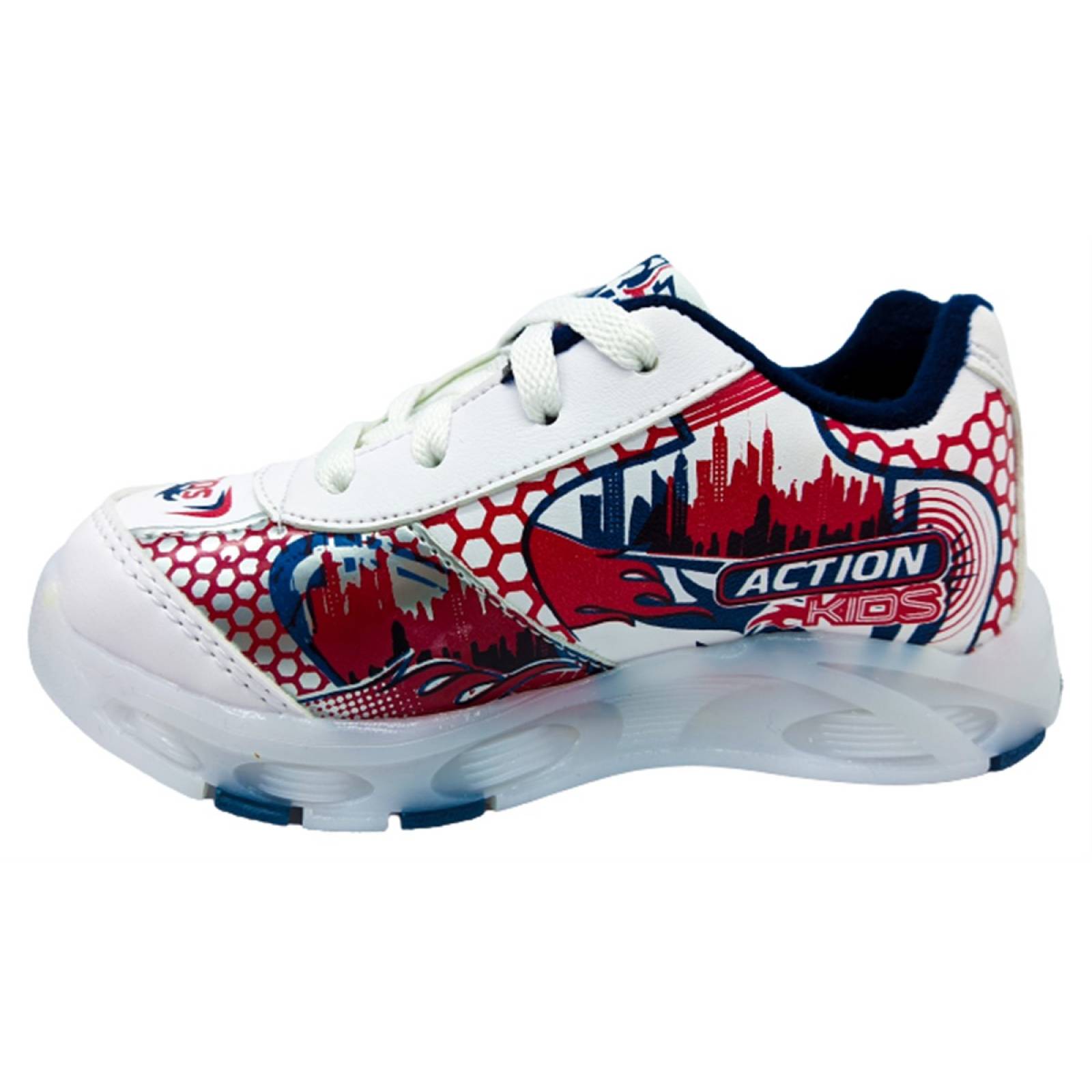 Tenis Niño Sonic Luces Led The Hedgehog Blanco Marino 750-bm (12.0 - 21.5)