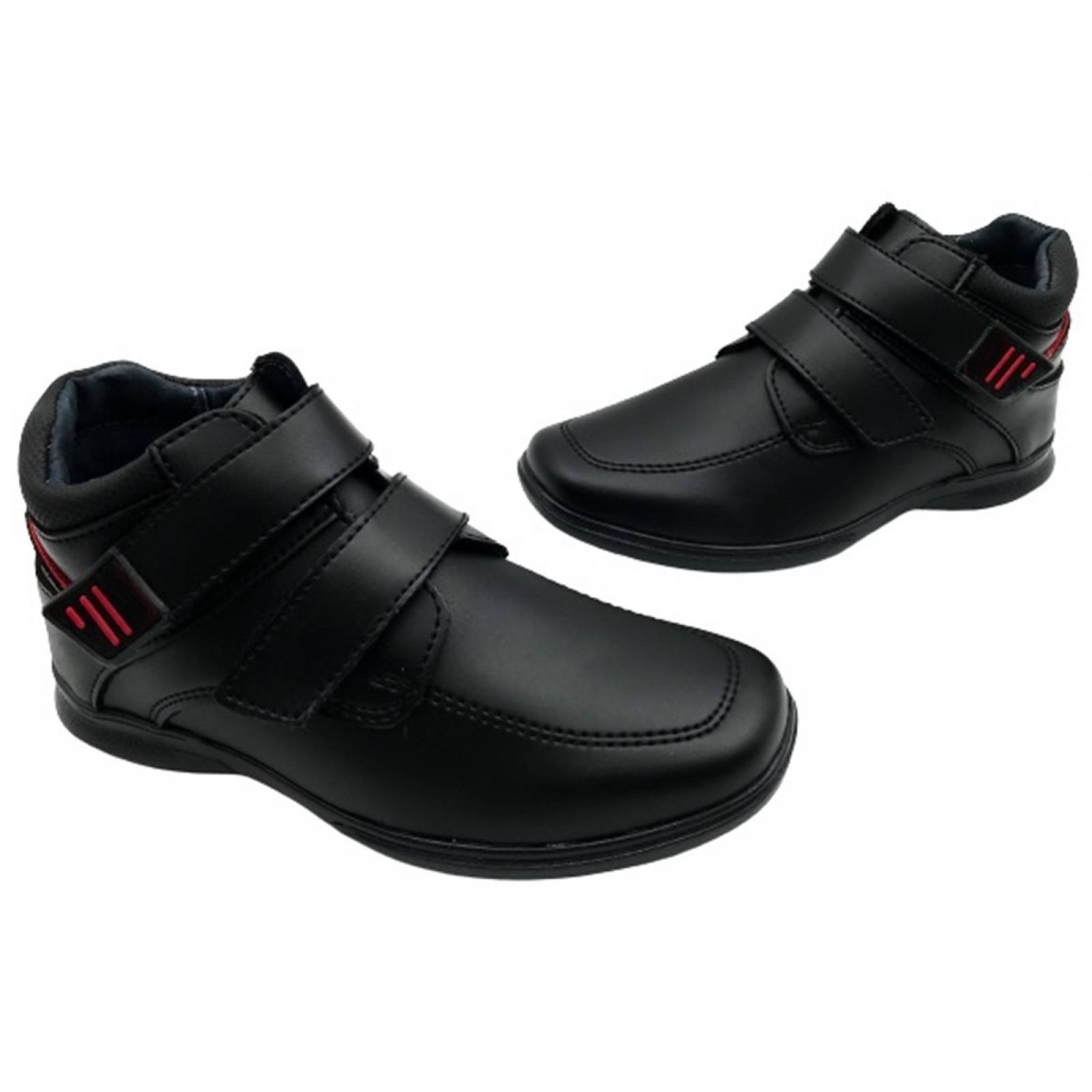 Zapato Bota Negro Niño Escolar Cosido Arco Ortopedico 4607-N (12.0 - 21.5)