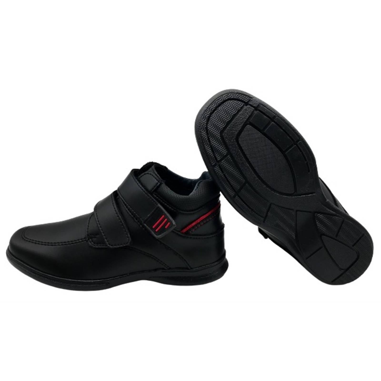 Zapato Bota Negro Niño Escolar Cosido Arco Ortopedico 4607-N (12.0 - 21.5)