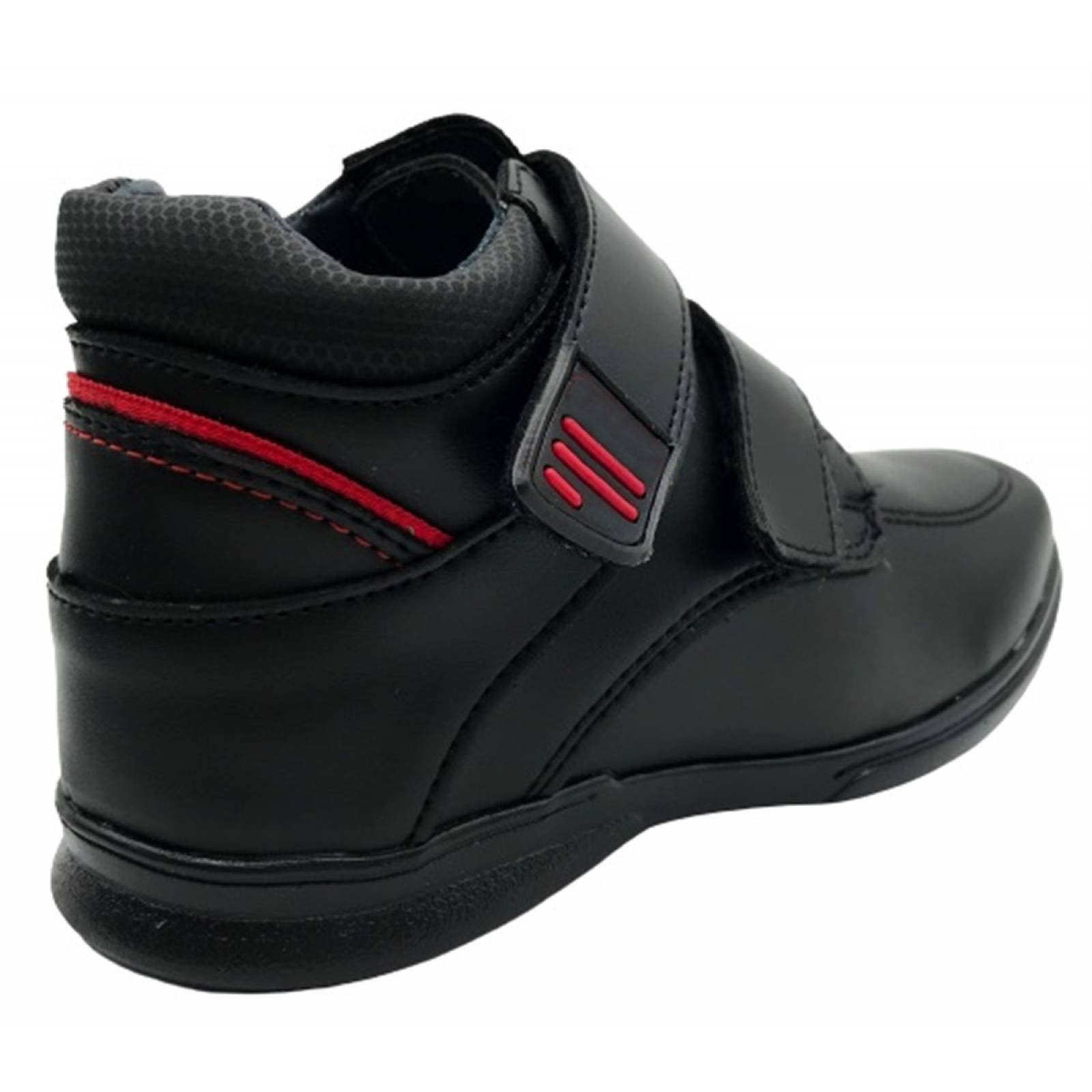 Zapato Bota Negro Niño Escolar Cosido Arco Ortopedico 4607-N (12.0 - 21.5)