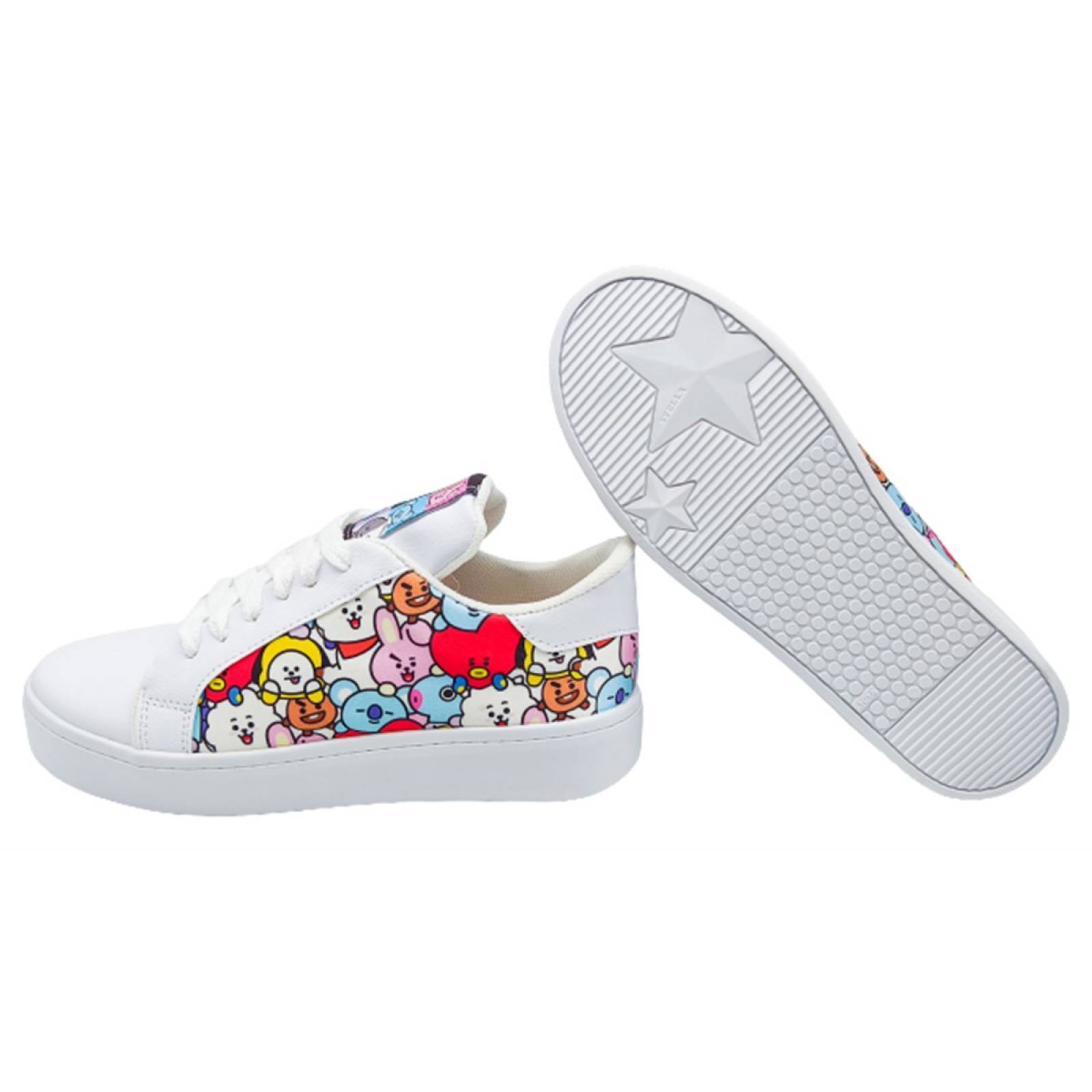 Tenis BT21 K-Pop Niñas Sneaker Personajes 421-B Blancos.