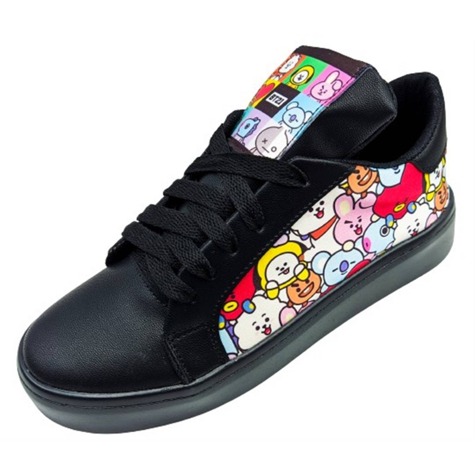 Tenis BT21 K-Pop Niñas Sneaker Personajes 421-N Negros.