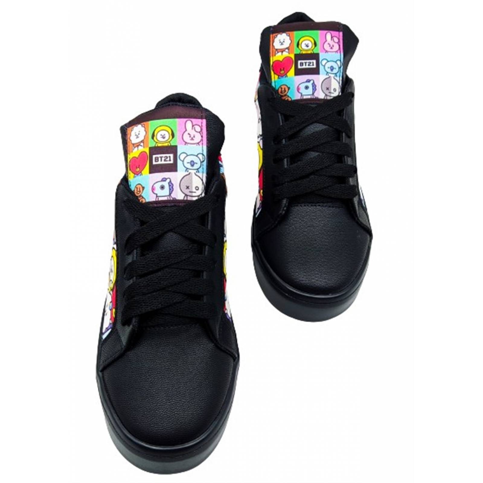 Tenis BT21 K-Pop Niñas Sneaker Personajes 421-N Negros.