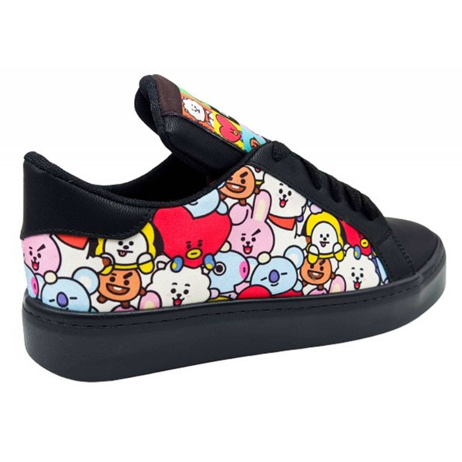 Tenis BT21 K-Pop Niñas Sneaker Personajes 421-N Negros.