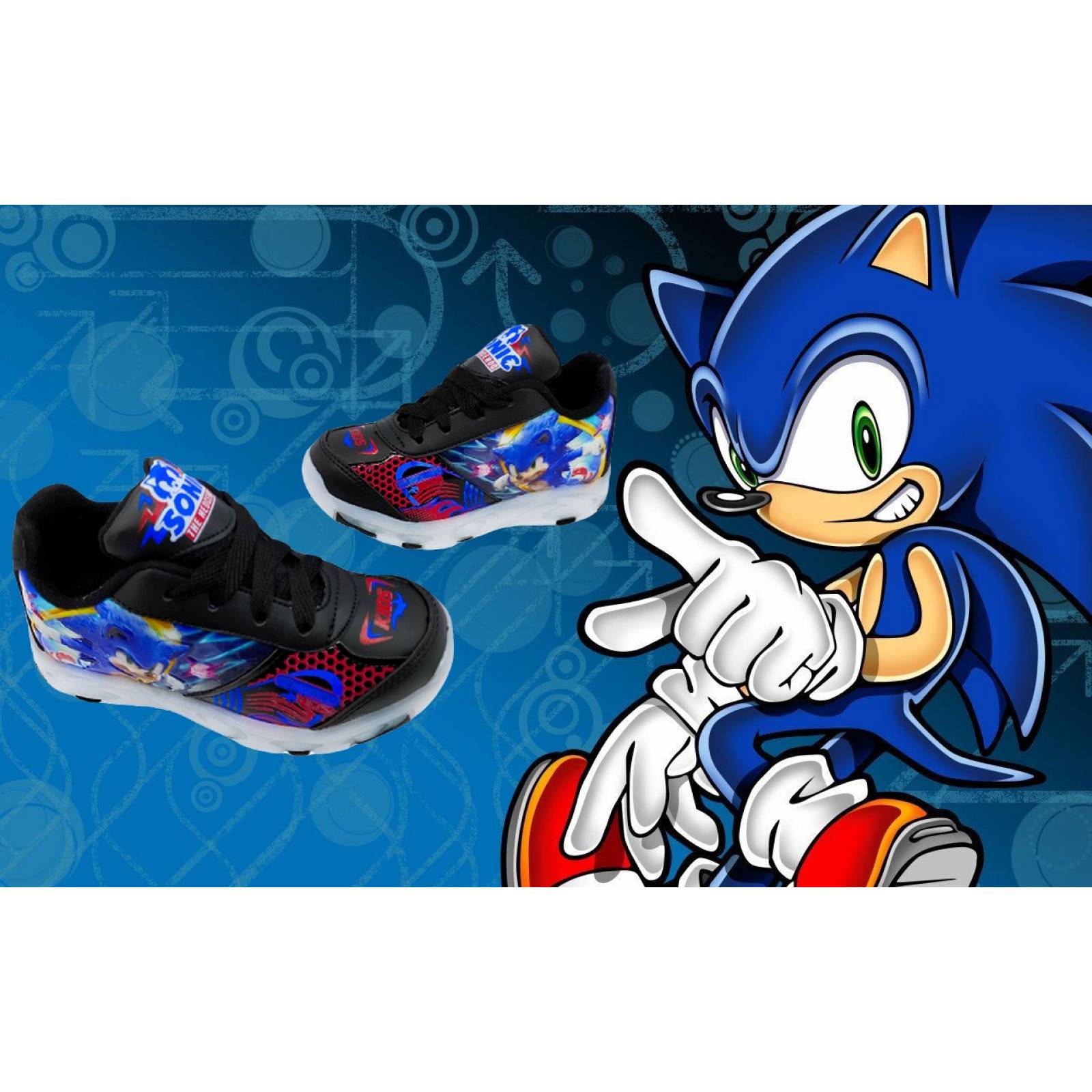 Tenis Niño Sonic Luces Leds The Hedgehog Juego 750-NN Negro (12.0 - 21.5)