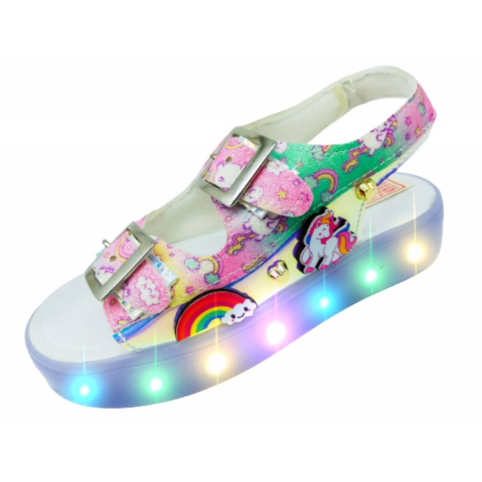 Sandalia Huarache Unicornio Niña Luces Led Ponys 067-029