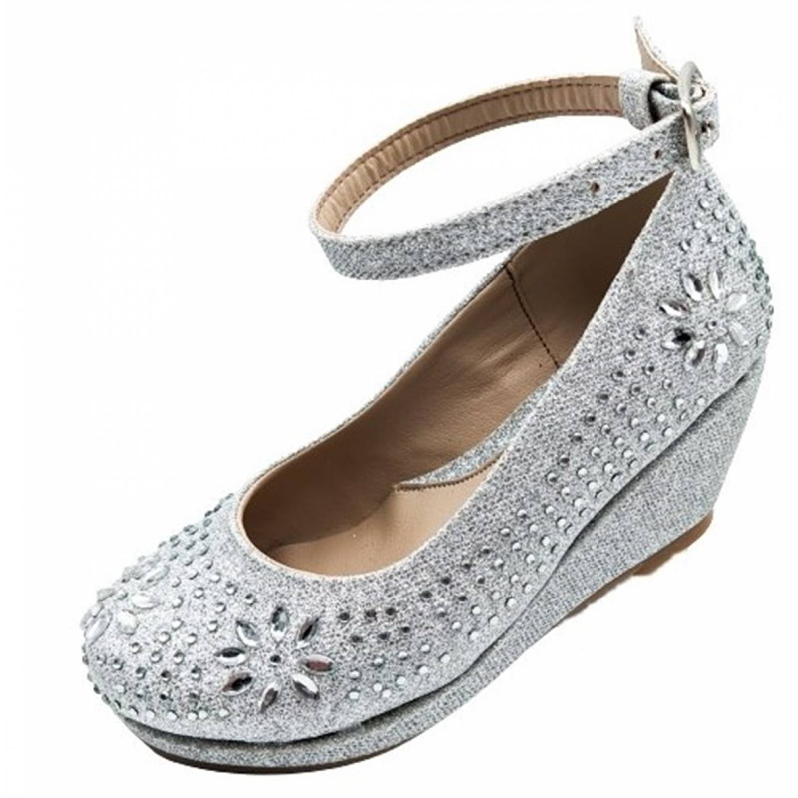 Zapatilla Tacón Princesa Niña Mujer Fiesta 021 Plata 22/26