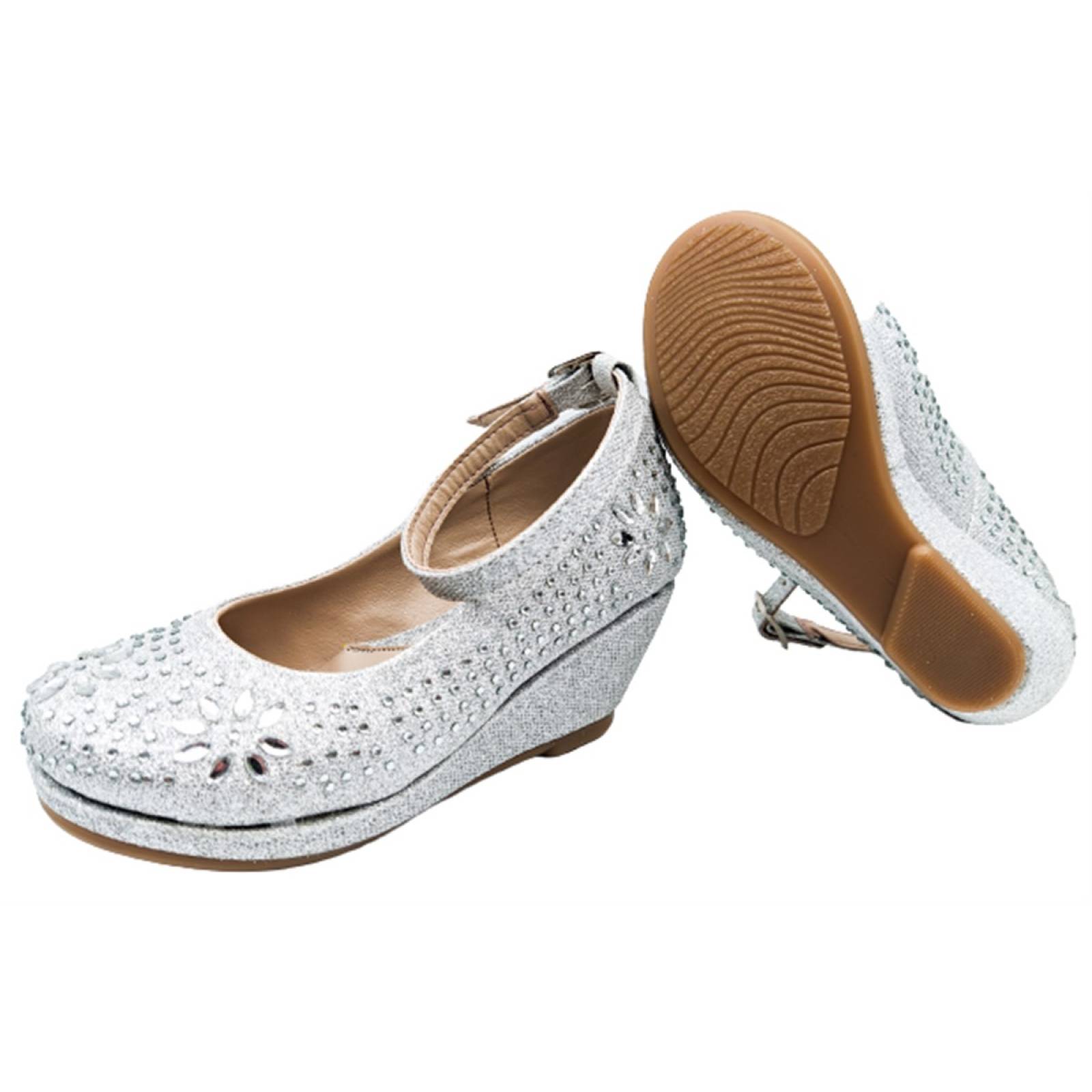 Zapatilla Tacón Princesa Niña Mujer Fiesta 021 Plata 22/26