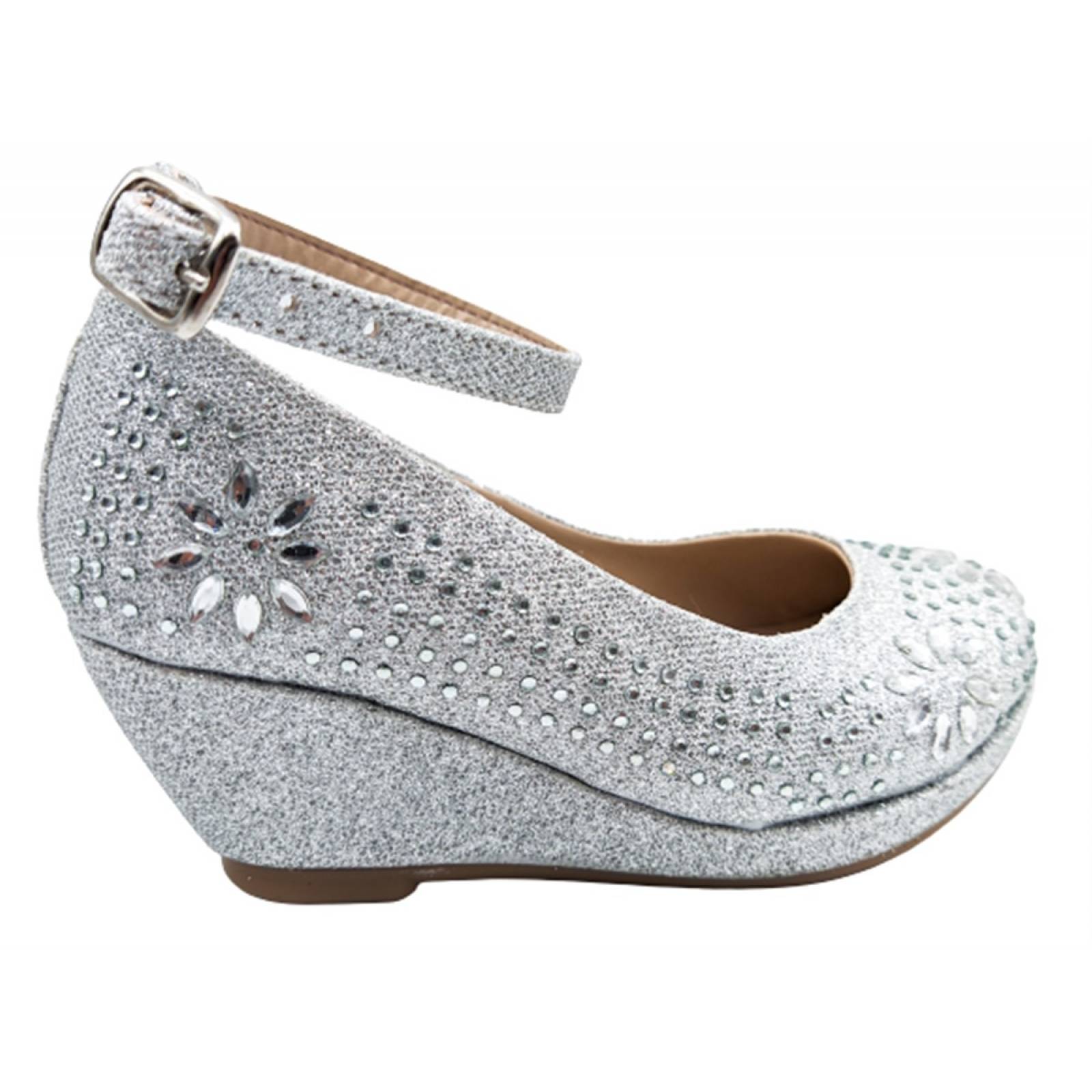 Zapatilla Tacón Princesa Niña Mujer Fiesta 021 Plata 22/26
