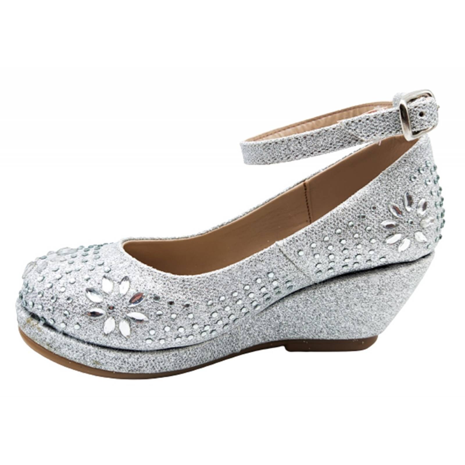 Zapatilla Tacón Princesa Niña Mujer Fiesta 021 Plata 22/26