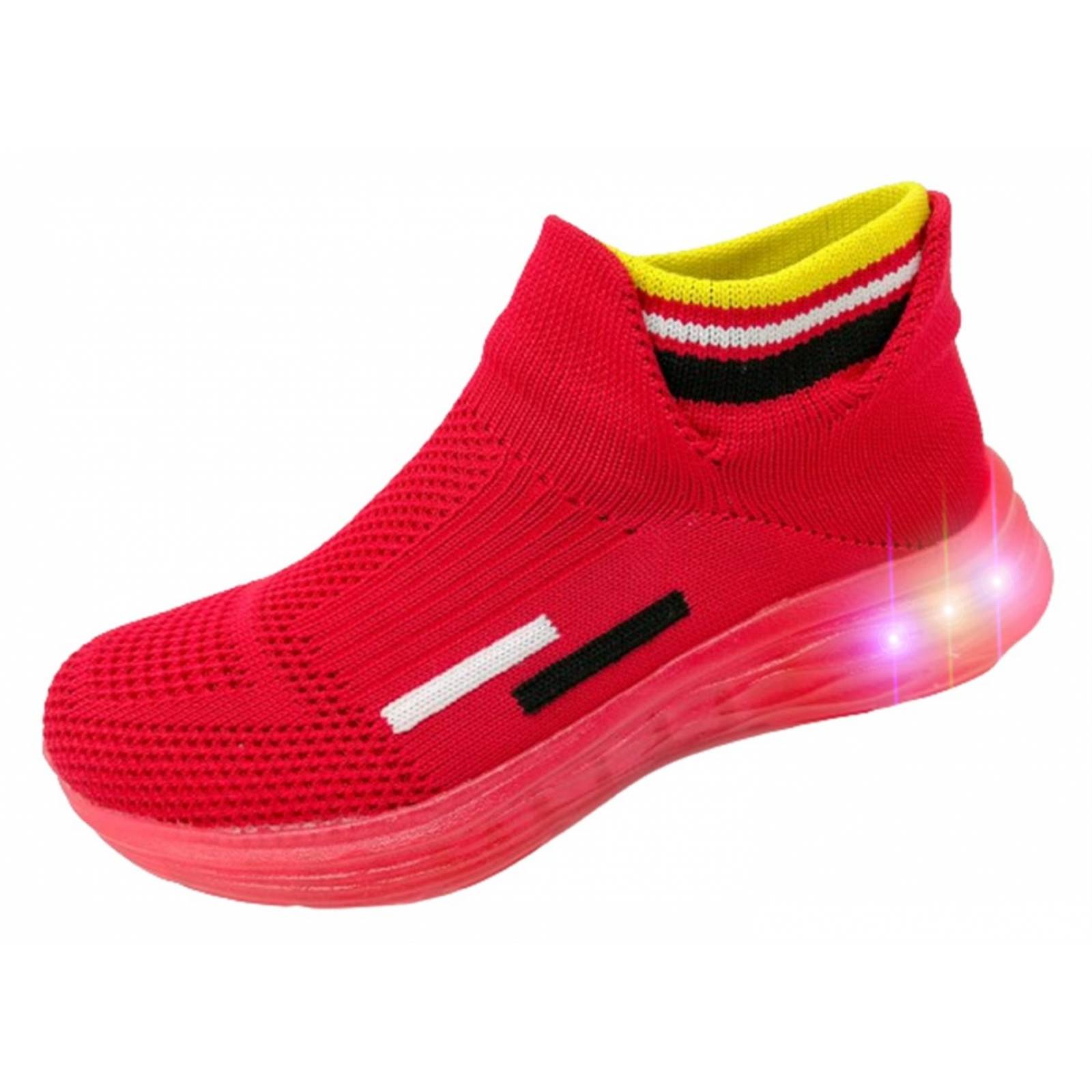 Tenis Calcetín Niño luces leds cómodo 6002-fr rojo12 al 21.5 (12.0 - 21.5).