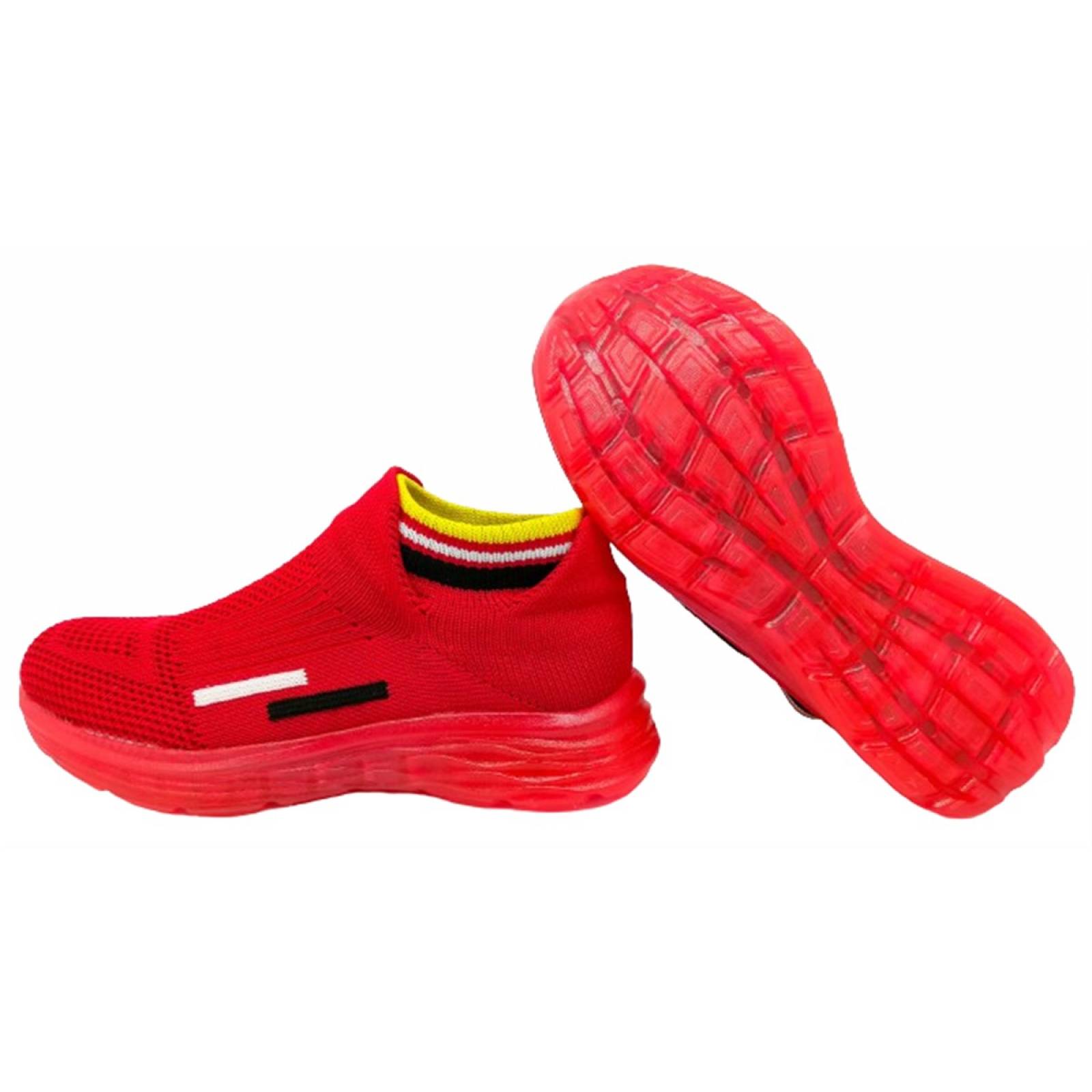 Tenis Calcetín Niño luces leds cómodo 6002-fr rojo12 al 21.5 (12.0 - 21.5).