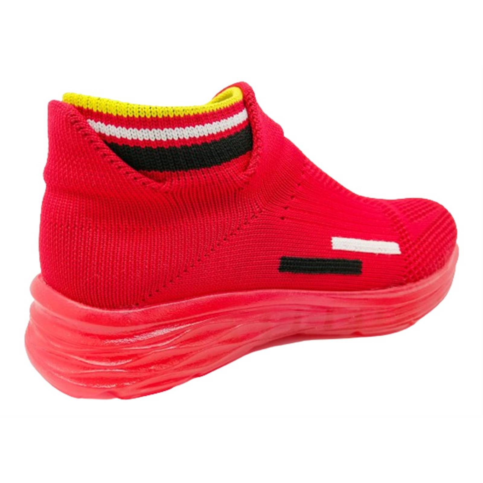 Tenis Calcetín Niño luces leds cómodo 6002-fr rojo12 al 21.5 (12.0 - 21.5).