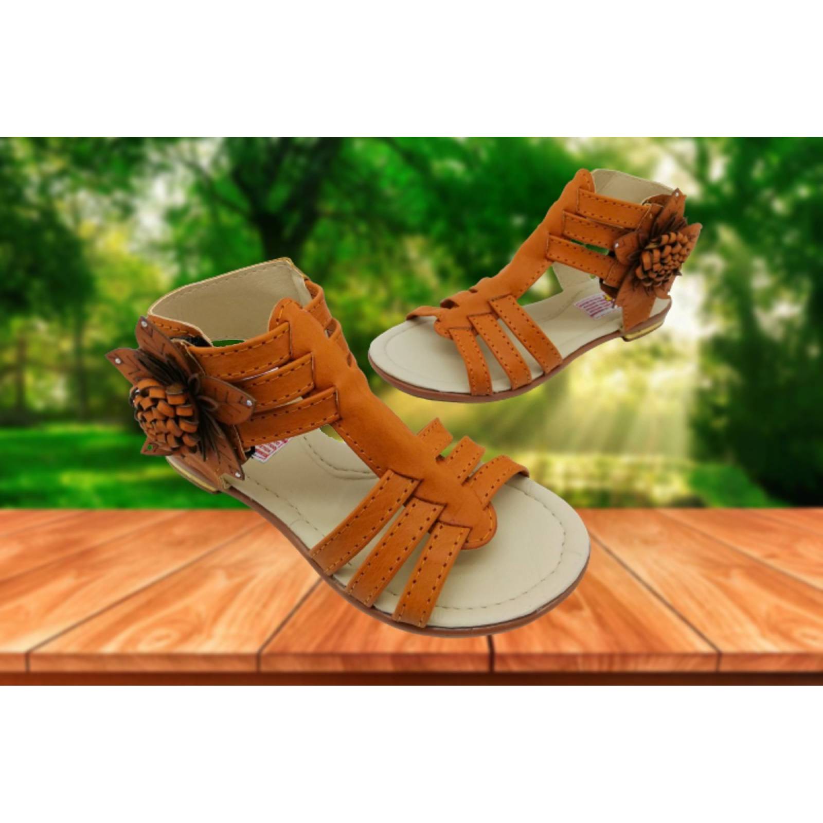 Sandalia Huarache Niña Mujer Playa Gladiador Romano Miel