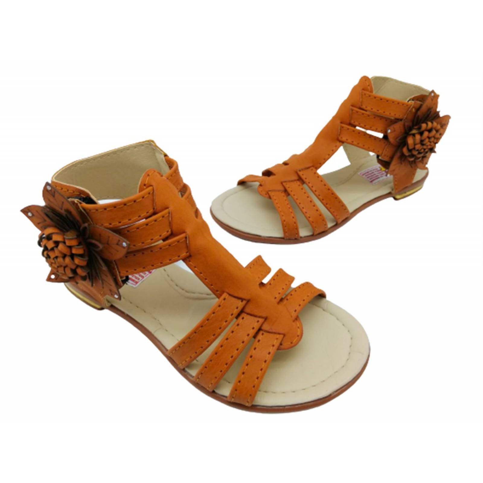 Sandalia Huarache Niña Mujer Playa Gladiador Romano Miel
