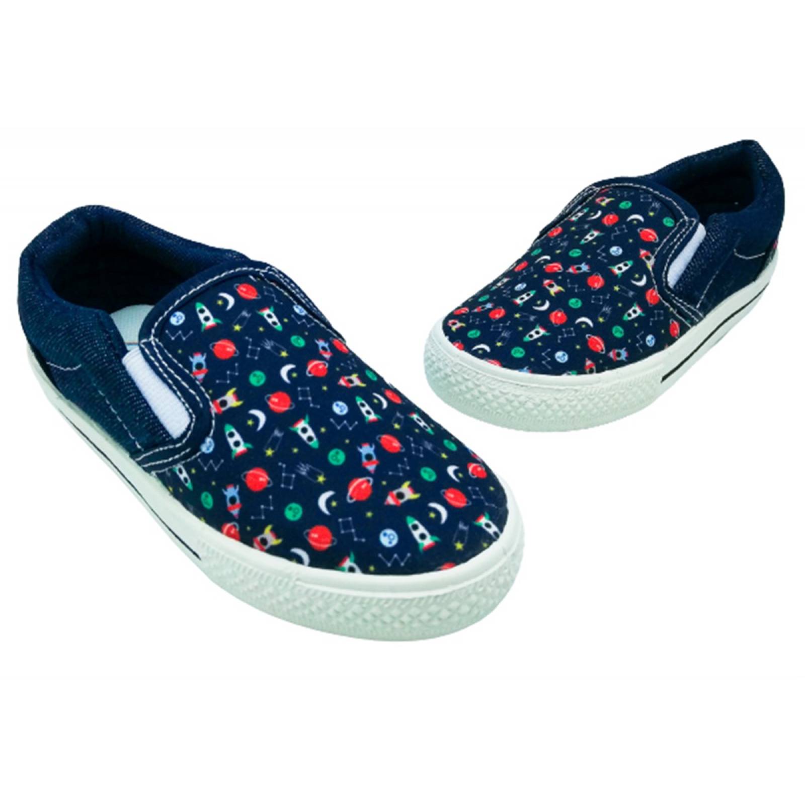 Tenis Niño Slip On Planetas Naves Galaxia 1046-ms Mezclilla (11.0 - 21.0)