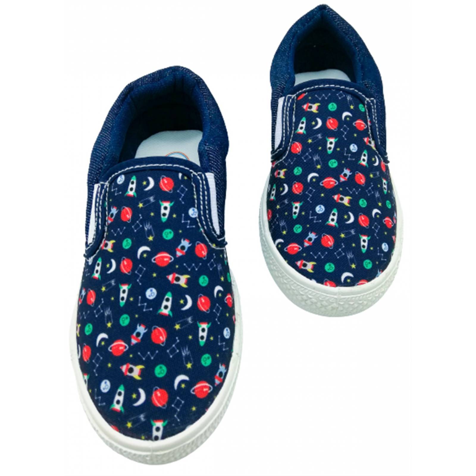 Tenis Niño Slip On Planetas Naves Galaxia 1046-ms Mezclilla (11.0 - 21.0)