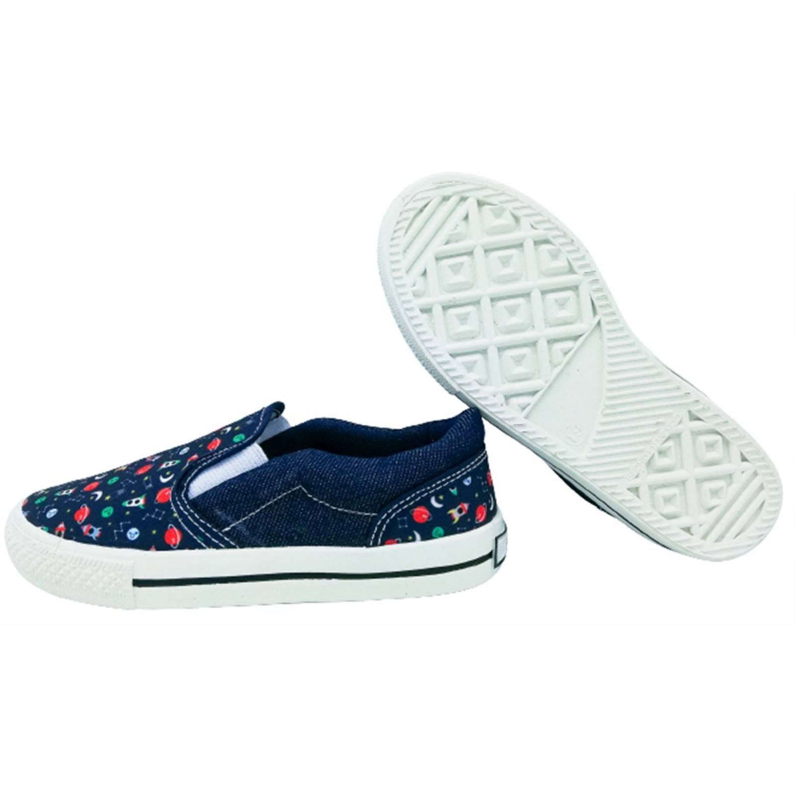 Tenis Niño Slip On Planetas Naves Galaxia 1046-ms Mezclilla (11.0 - 21.0)