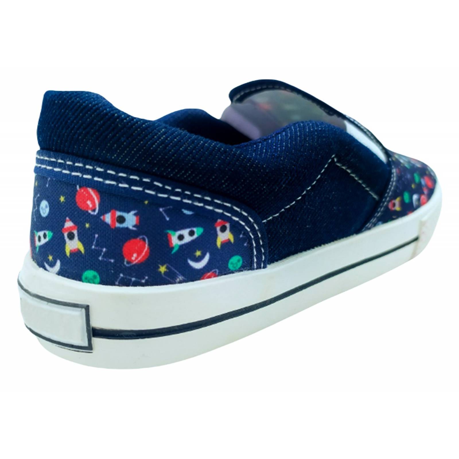 Tenis Niño Slip On Planetas Naves Galaxia 1046-ms Mezclilla (11.0 - 21.0)