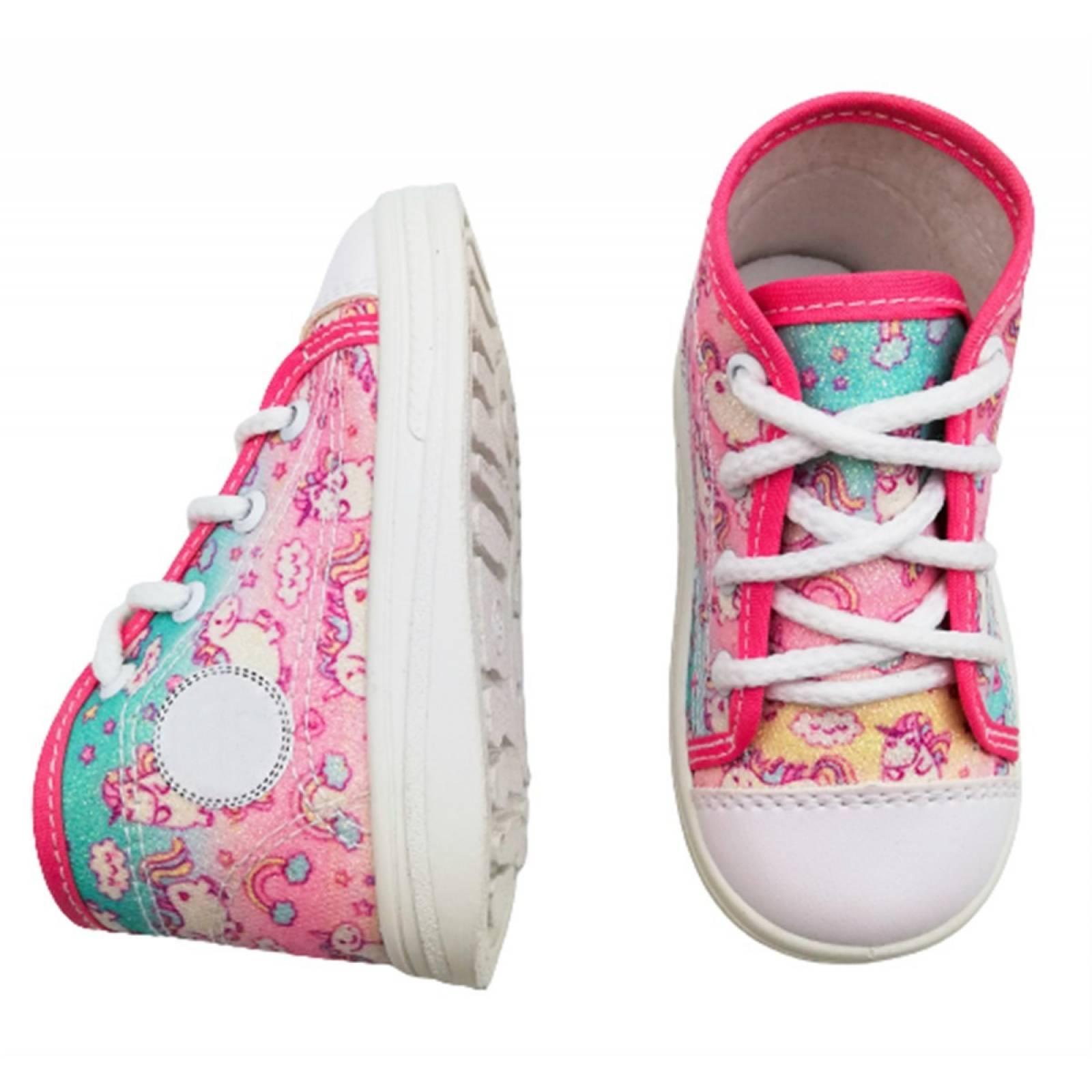 Tenis Niña Bota Unicornios Arcoíris Lona Cómodos Rosa 810-AU (11.0 - 21.0)