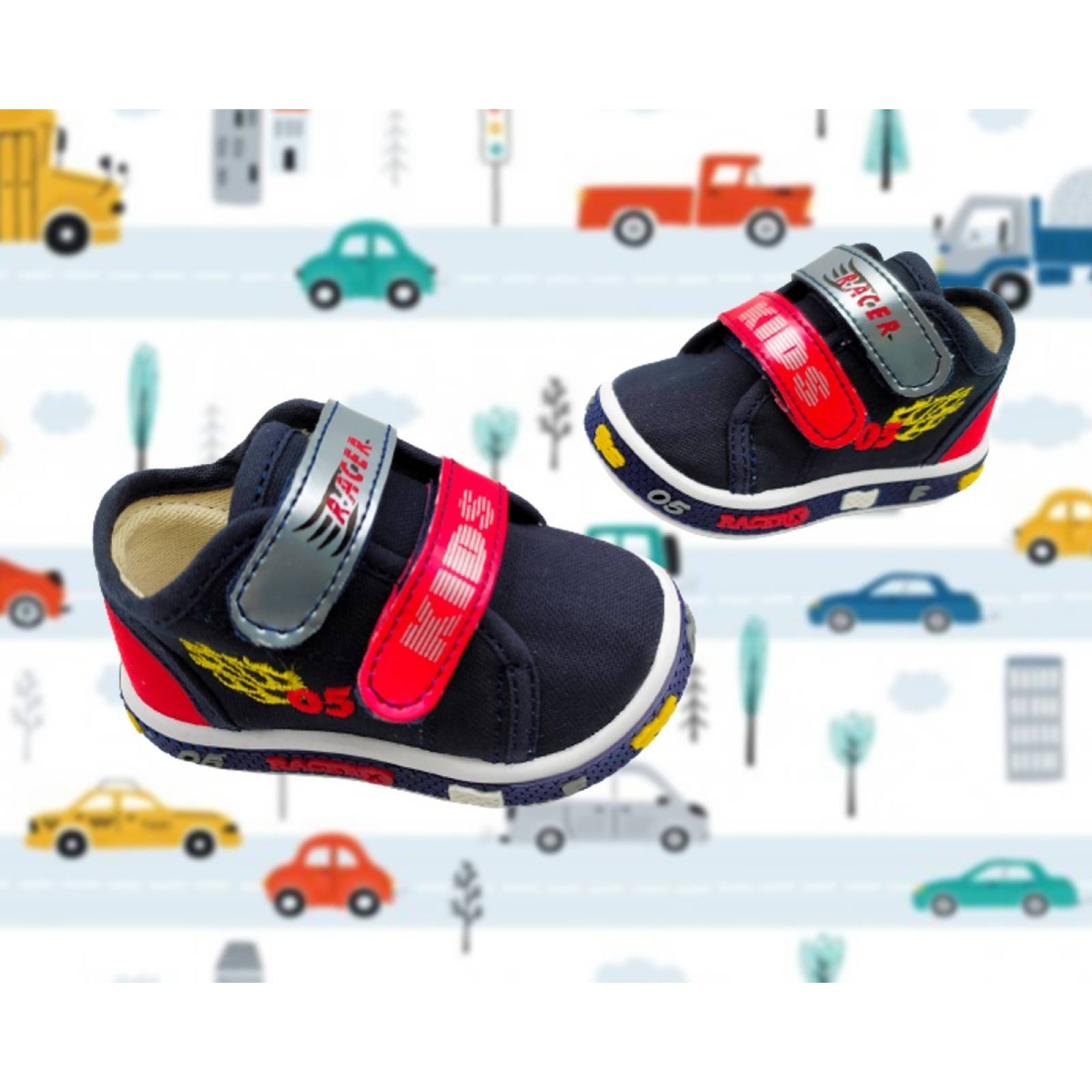 Tenis Niño Kids Vane Cómodo Lona Casuales 653-MR Marino Rojo (12.0 - 21.0)