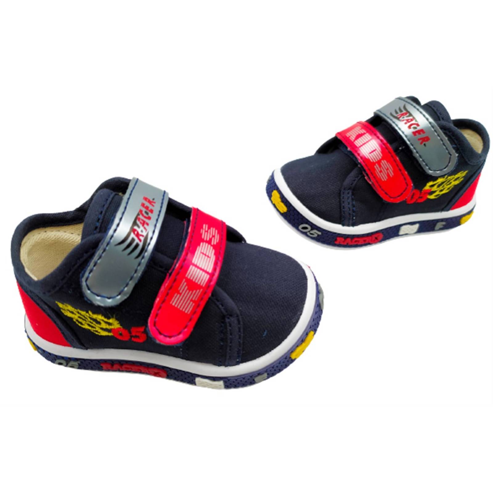 Tenis Niño Kids Vane Cómodo Lona Casuales 653-MR Marino Rojo (12.0 - 21.0)