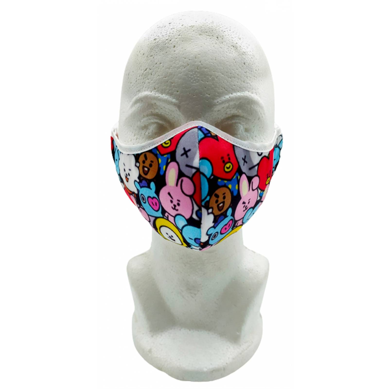 Cubrebocas Juvenil K-pop Tapabocas BTS Moda BT21-CB-B Blanco.