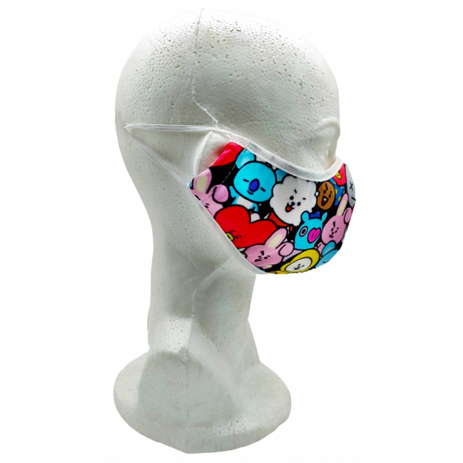 Cubrebocas Juvenil K-pop Tapabocas BTS Moda BT21-CB-B Blanco.