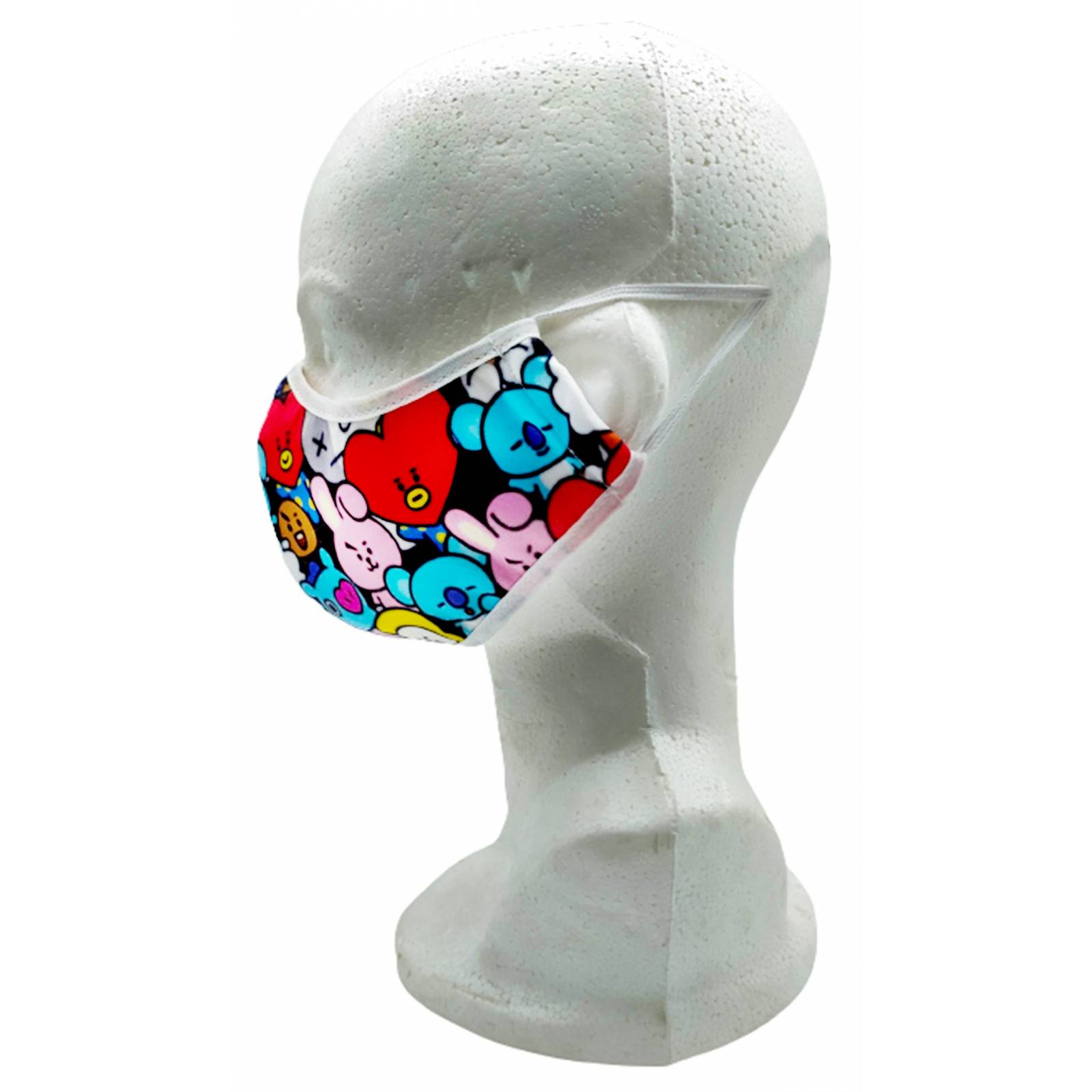 Cubrebocas Juvenil K-pop Tapabocas BTS Moda BT21-CB-B Blanco.