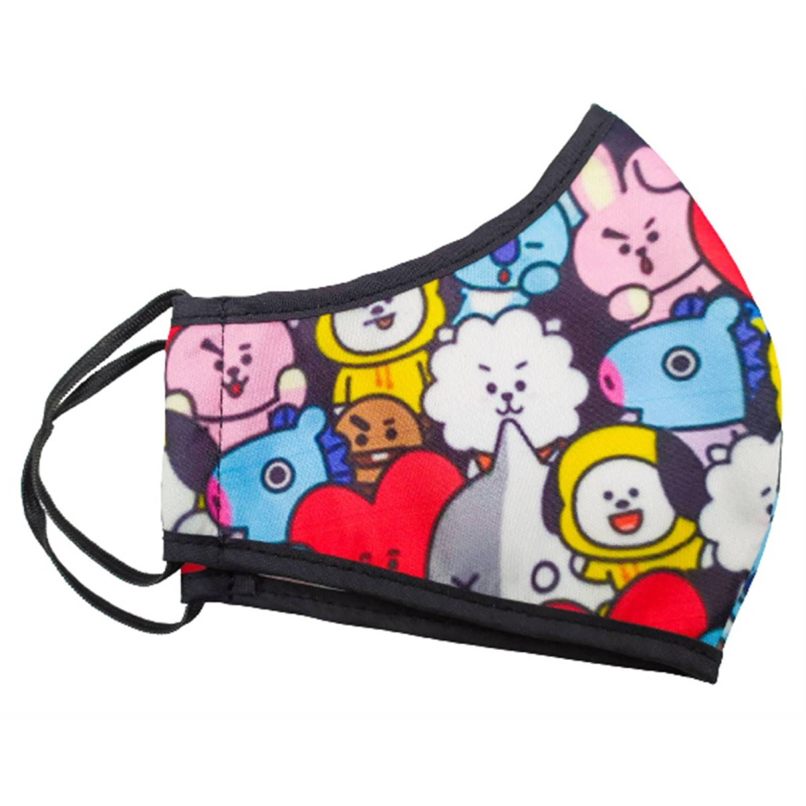 Cubrebocas Juvenil K-pop Tapabocas BTS Moda BT21-CB-N Negro