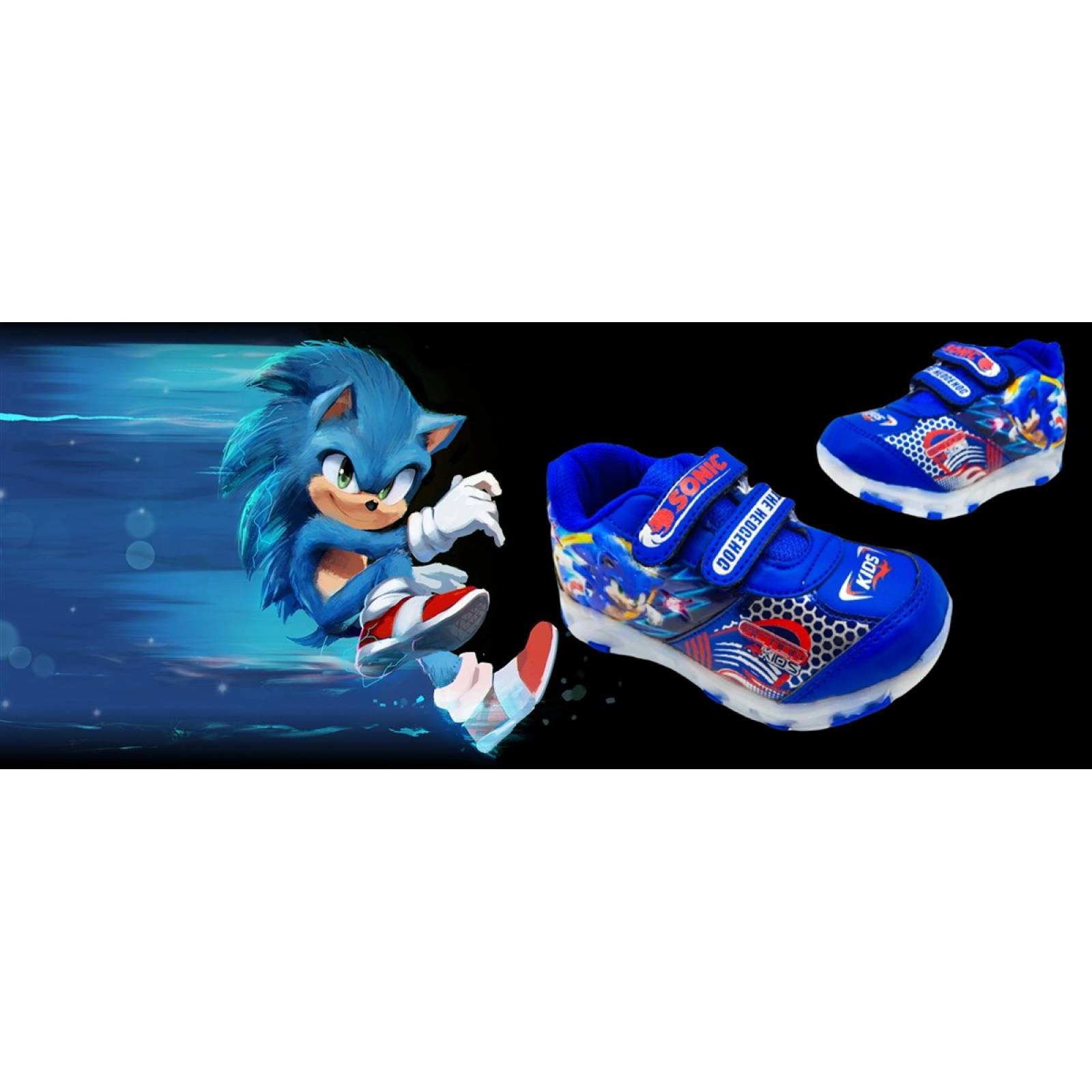 Tenis Niños Sonic Luces Leds The Hedgehog Juego 779-AR Azul (12.0 - 21.5).