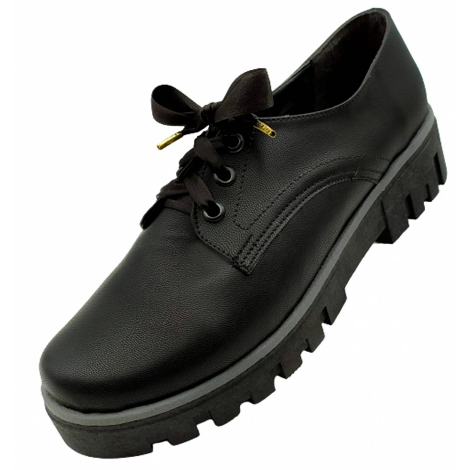 Zapatos Mujer Negro Escolar Niña Agujeta Casual Moda 601-2-N.
