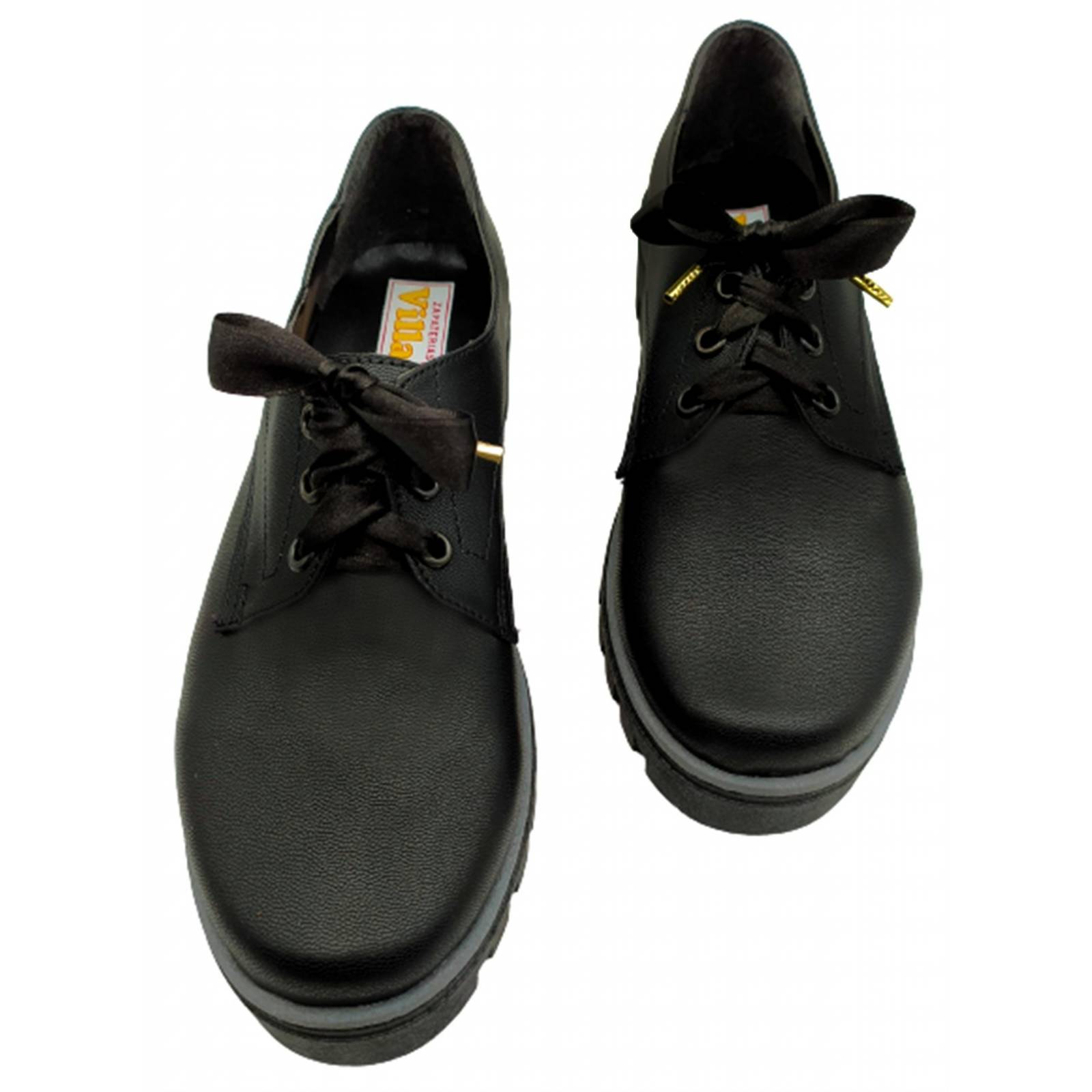 Zapatos Mujer Negro Escolar Niña Agujeta Casual Moda 601-2-N.