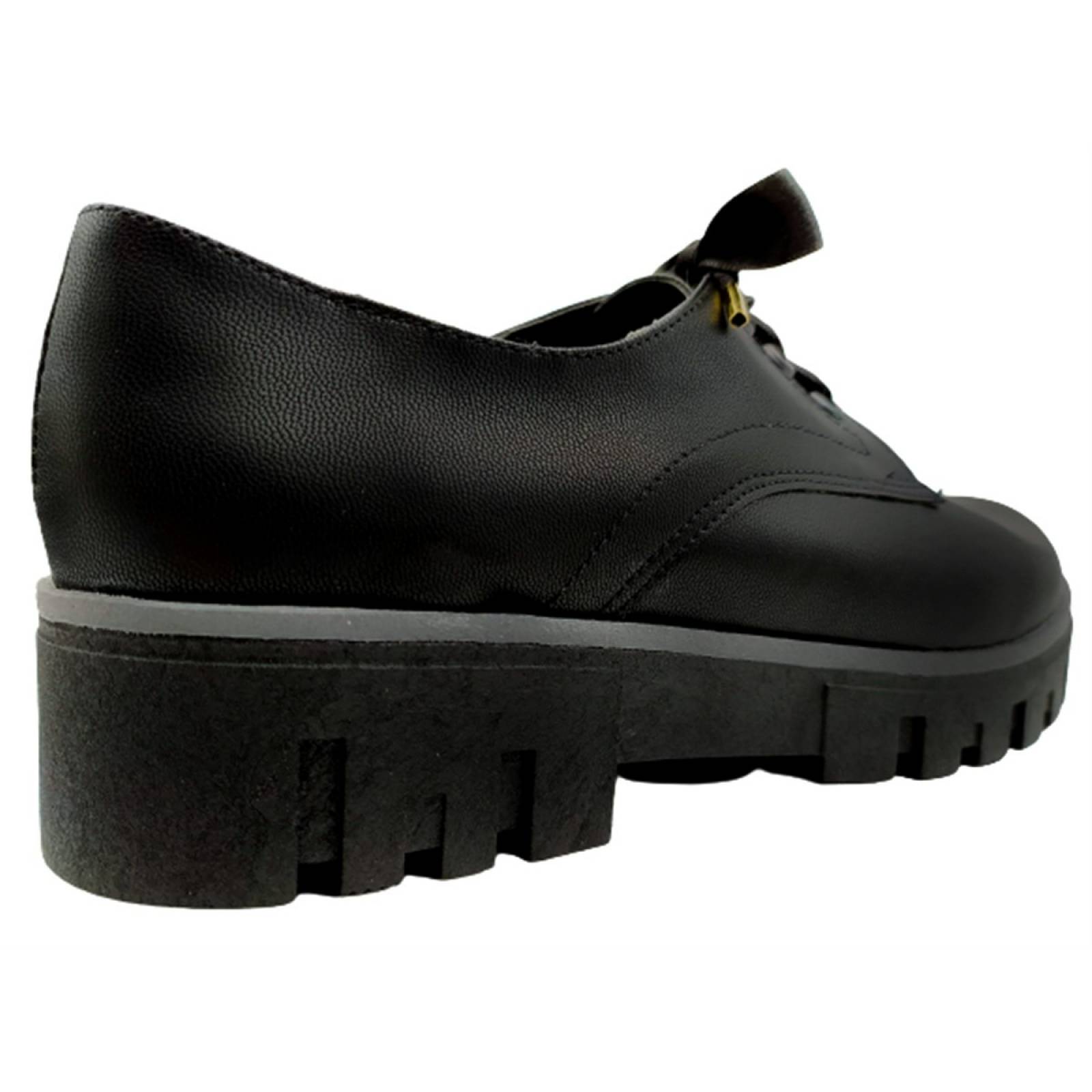 Zapatos Mujer Negro Escolar Niña Agujeta Casual Moda 601-2-N.