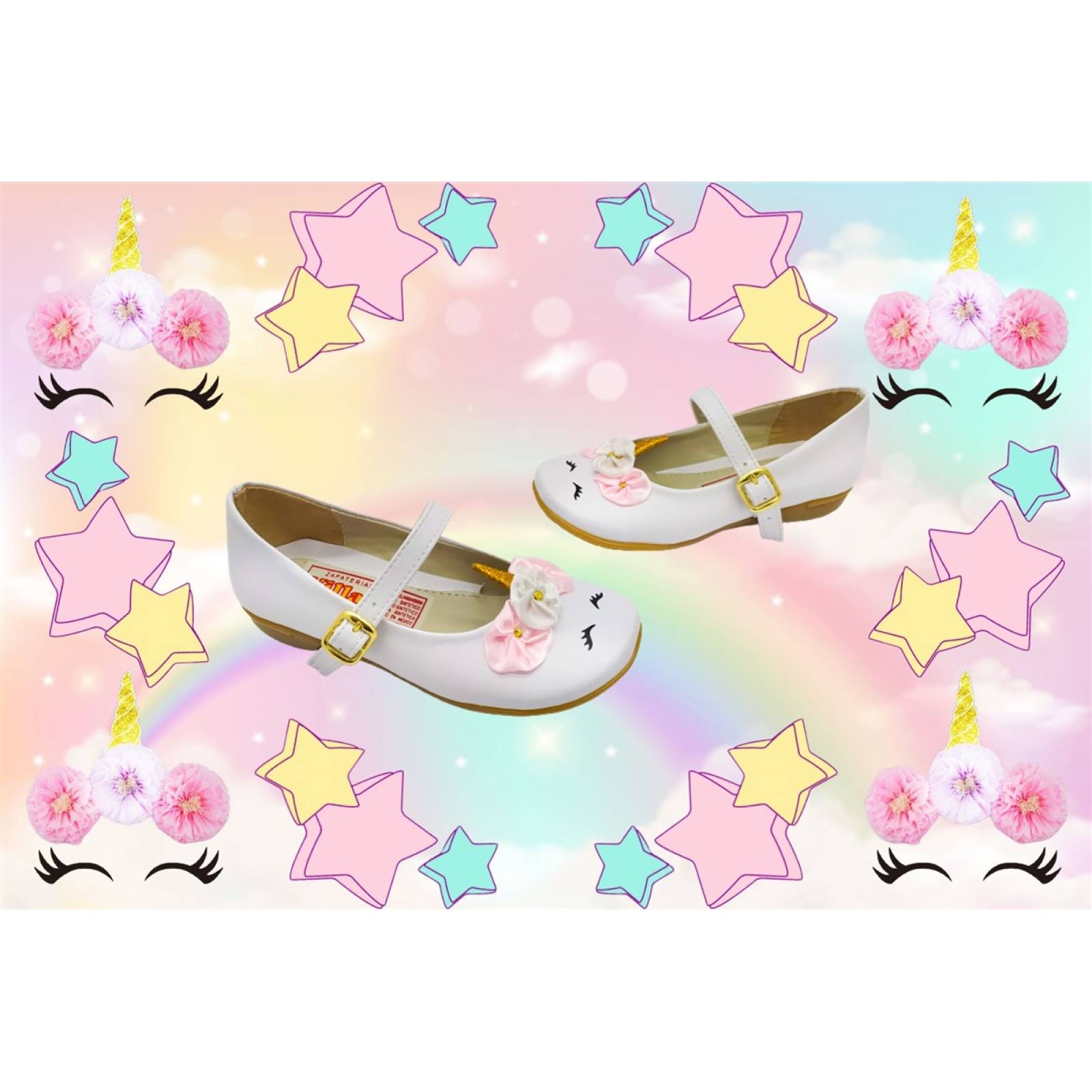 Zapato Niña Zapatillas Unicornio Princesa 01 Blanco 22 al 26