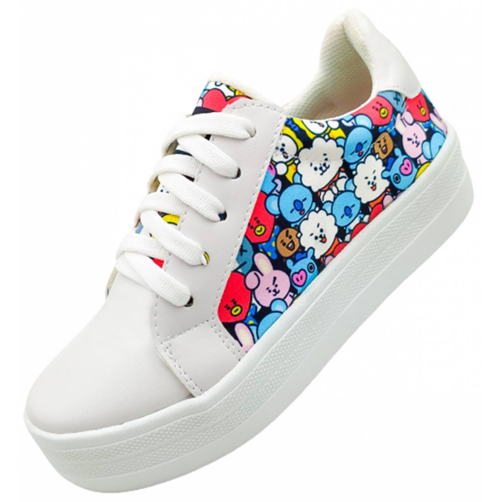 Tenis BT21-B Edición Limitada Urbano Moda K-pop Army Blanco