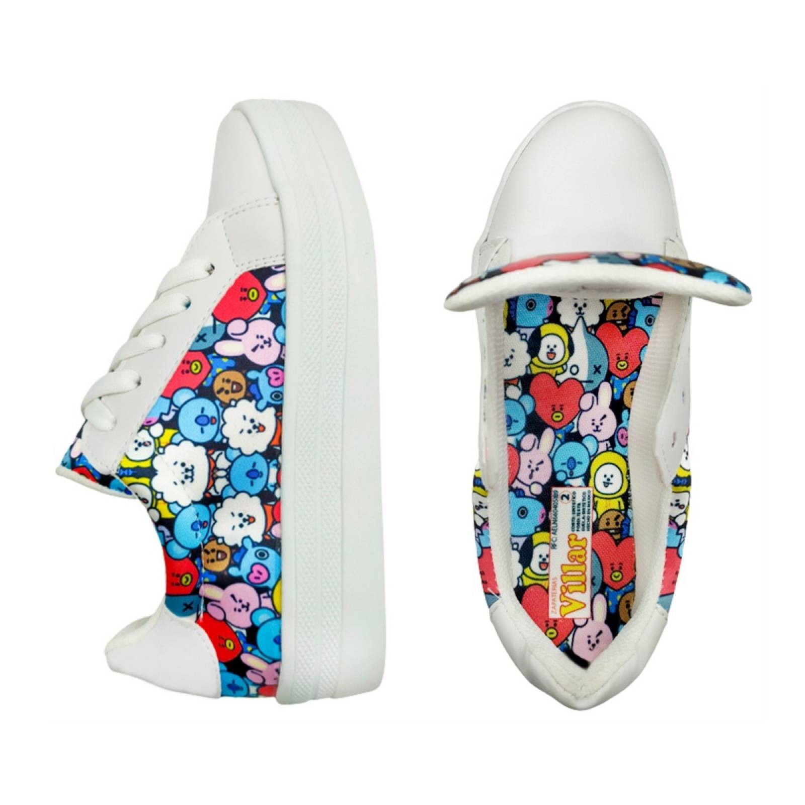 Tenis BT21-B Edición Limitada Urbano Moda K-pop Army Blanco