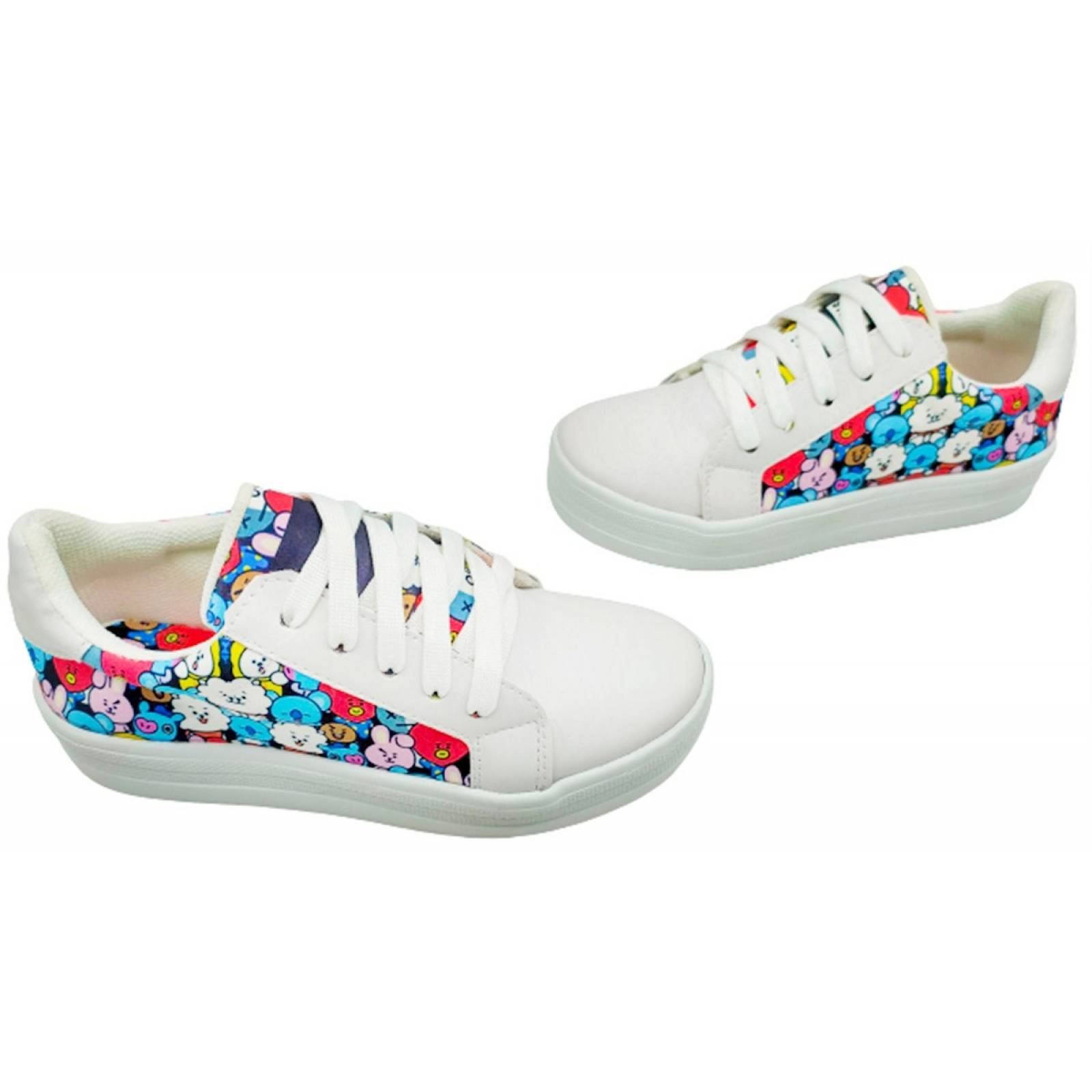 Tenis BT21-B Edición Limitada Urbano Moda K-pop Army Blanco