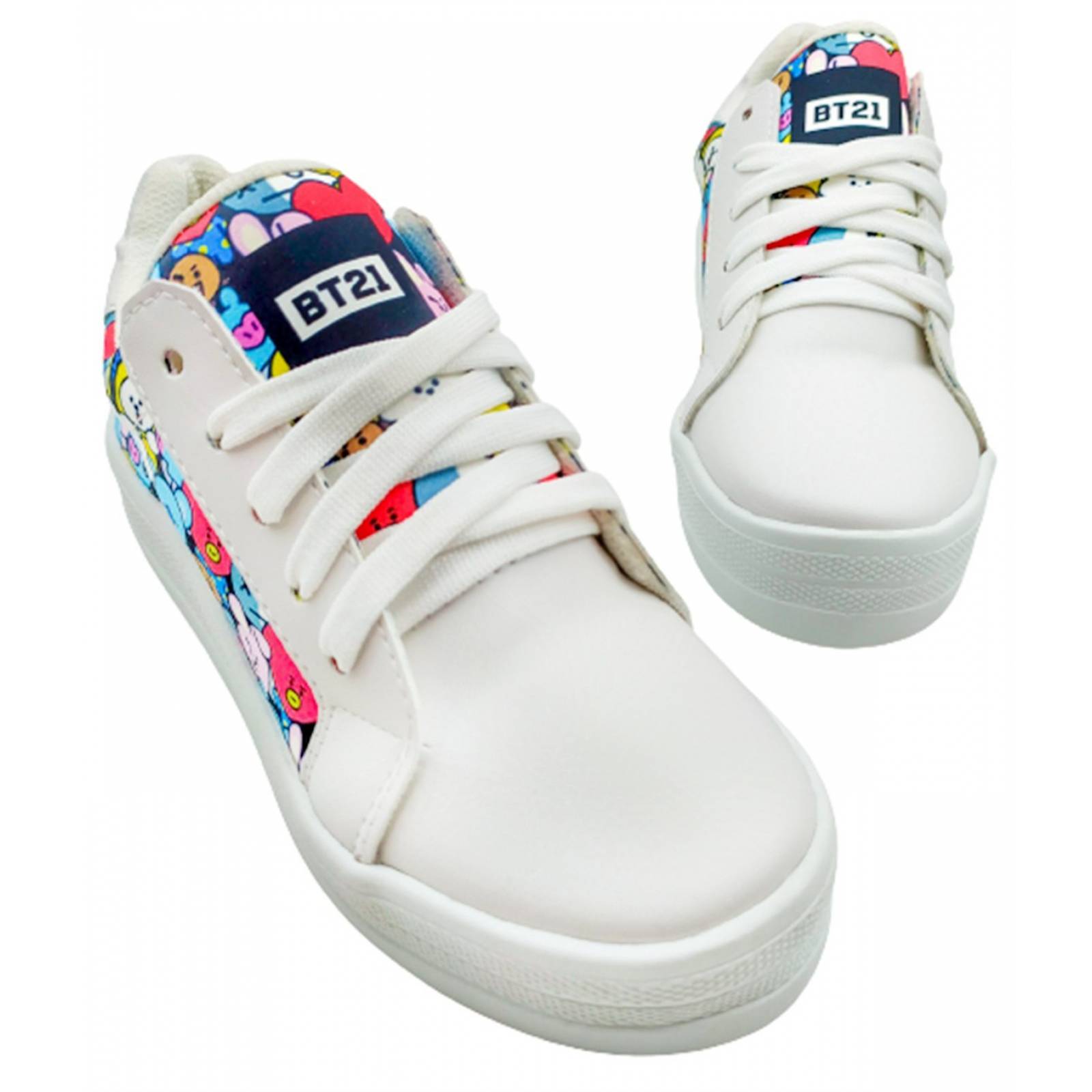 Tenis BT21-B Edición Limitada Urbano Moda K-pop Army Blanco