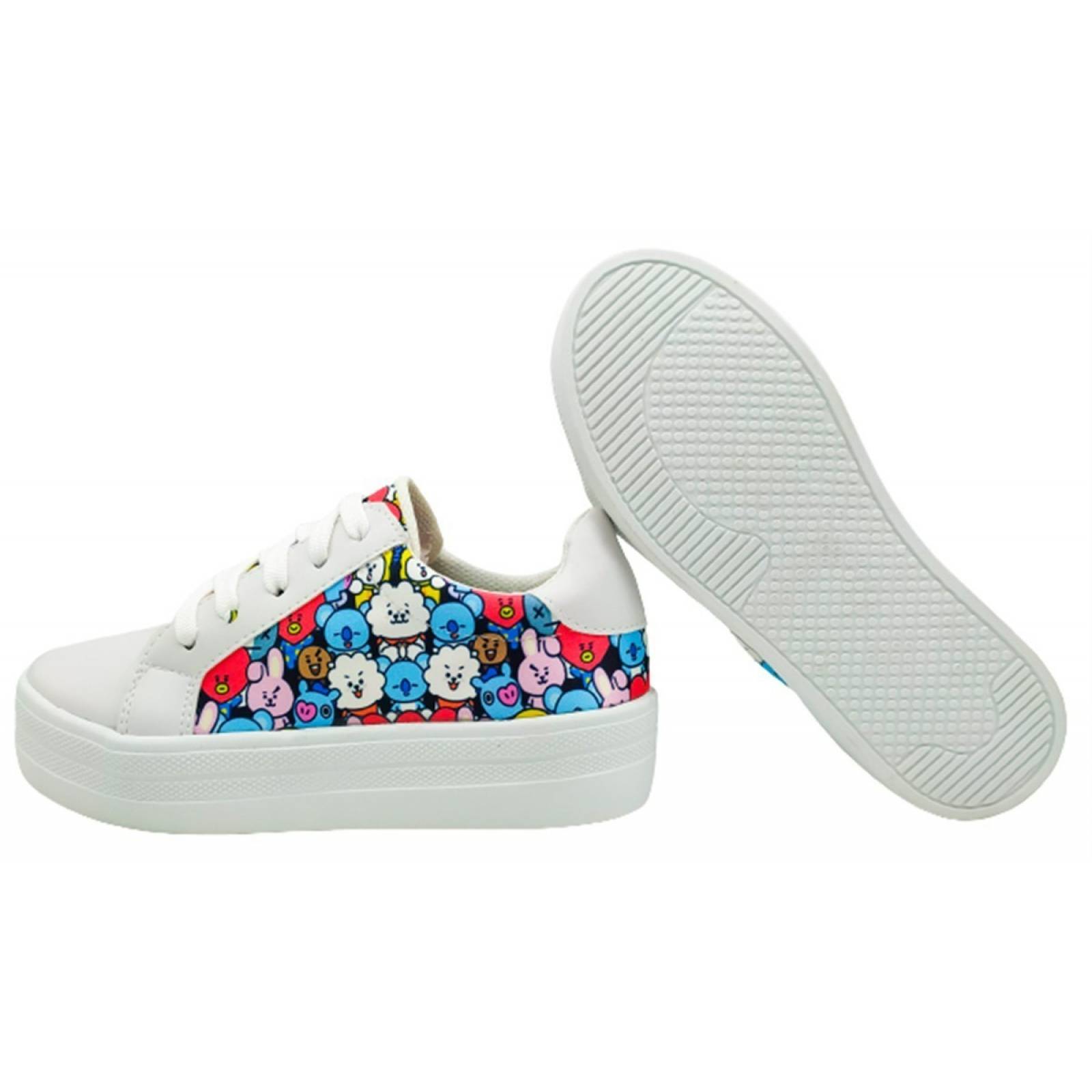 Tenis BT21-B Edición Limitada Urbano Moda K-pop Army Blanco