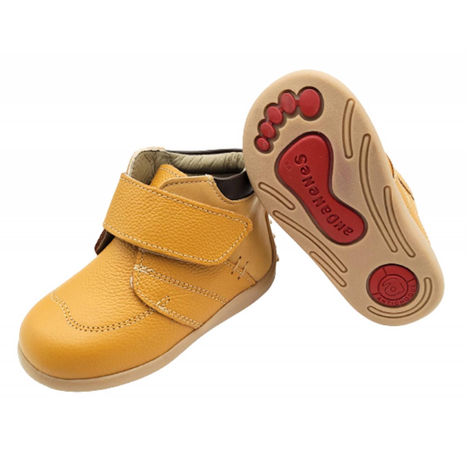 Zapato Niño Bebe Primeros Pasos Andanenes Piel 6261 Miel (12.0 - 15.5)