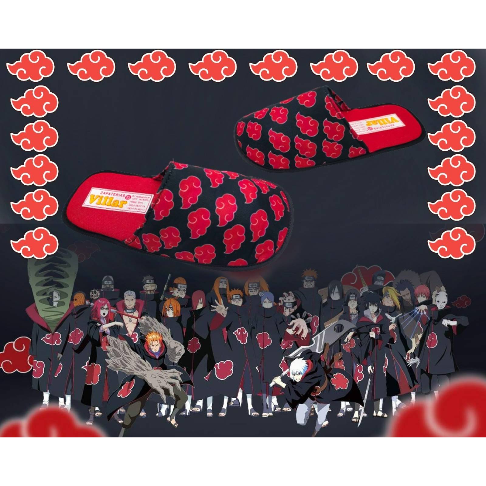 Pantufla Naruto Shipuden Manga Anime Akatsuki Juvenil 501-NR.