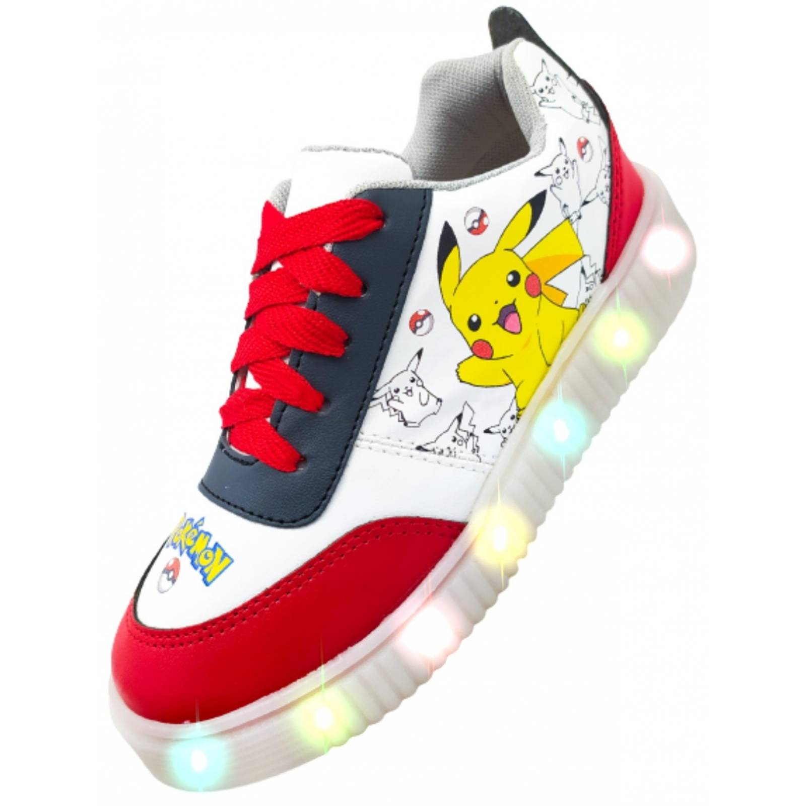 Tenis Pokemon Pikachu Niño Luces Leds Comodos 770-BOR 22-26.