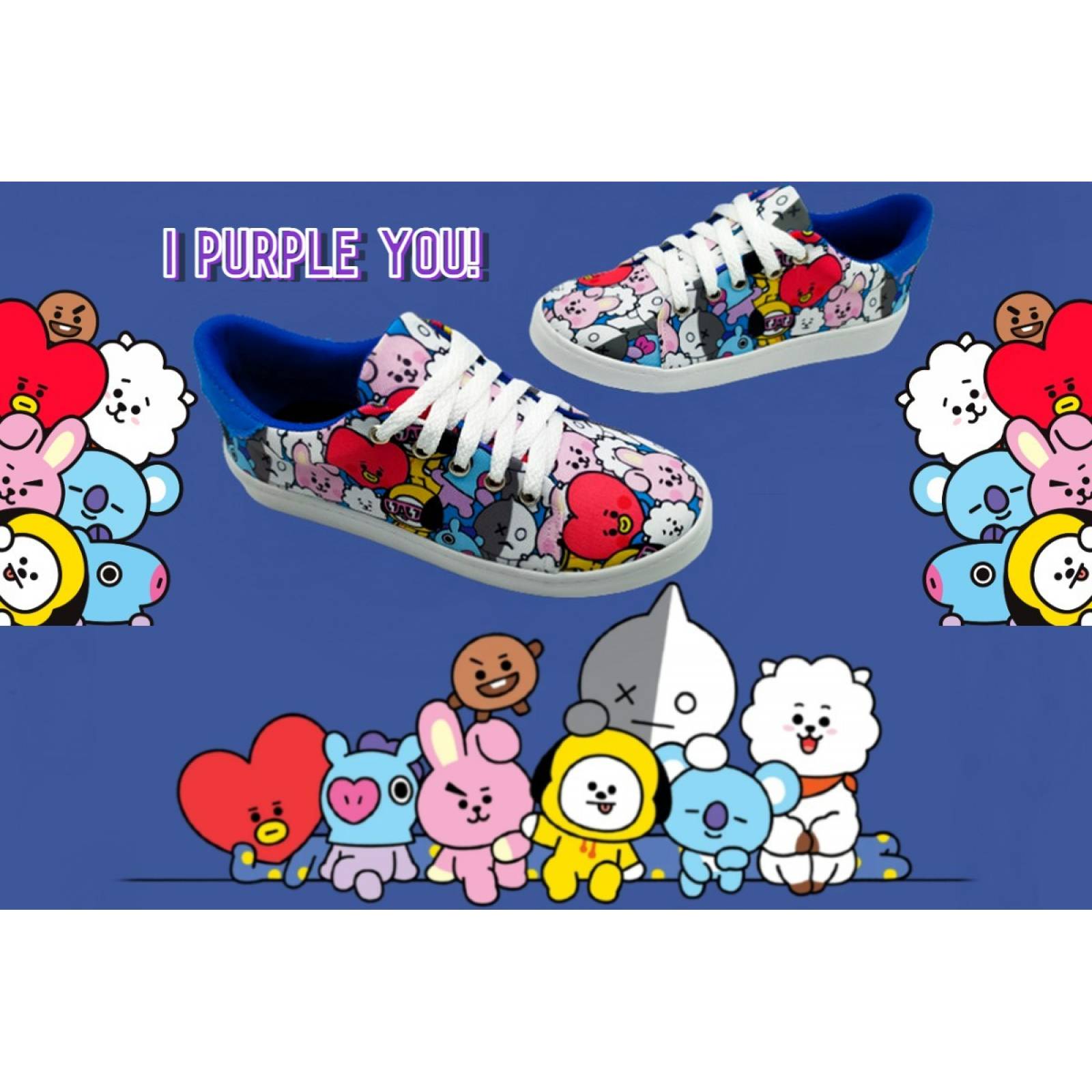 Tenis BT21 Niñas Personajes K-pop Agujeta Clásicos 422 BTS