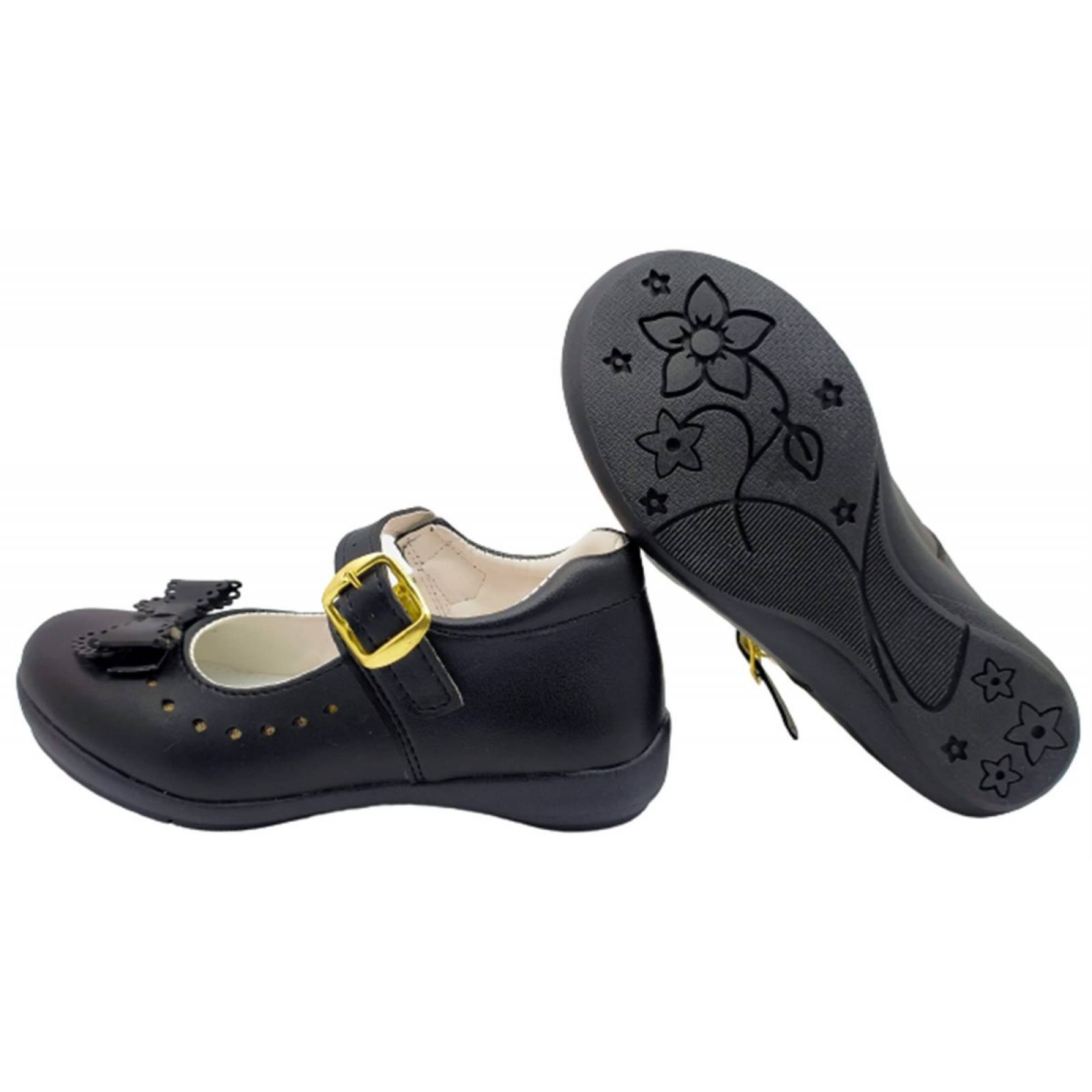 Zapatos Escolares Niñas Arco Soporte Flats Negros Cómodos 21-462-N