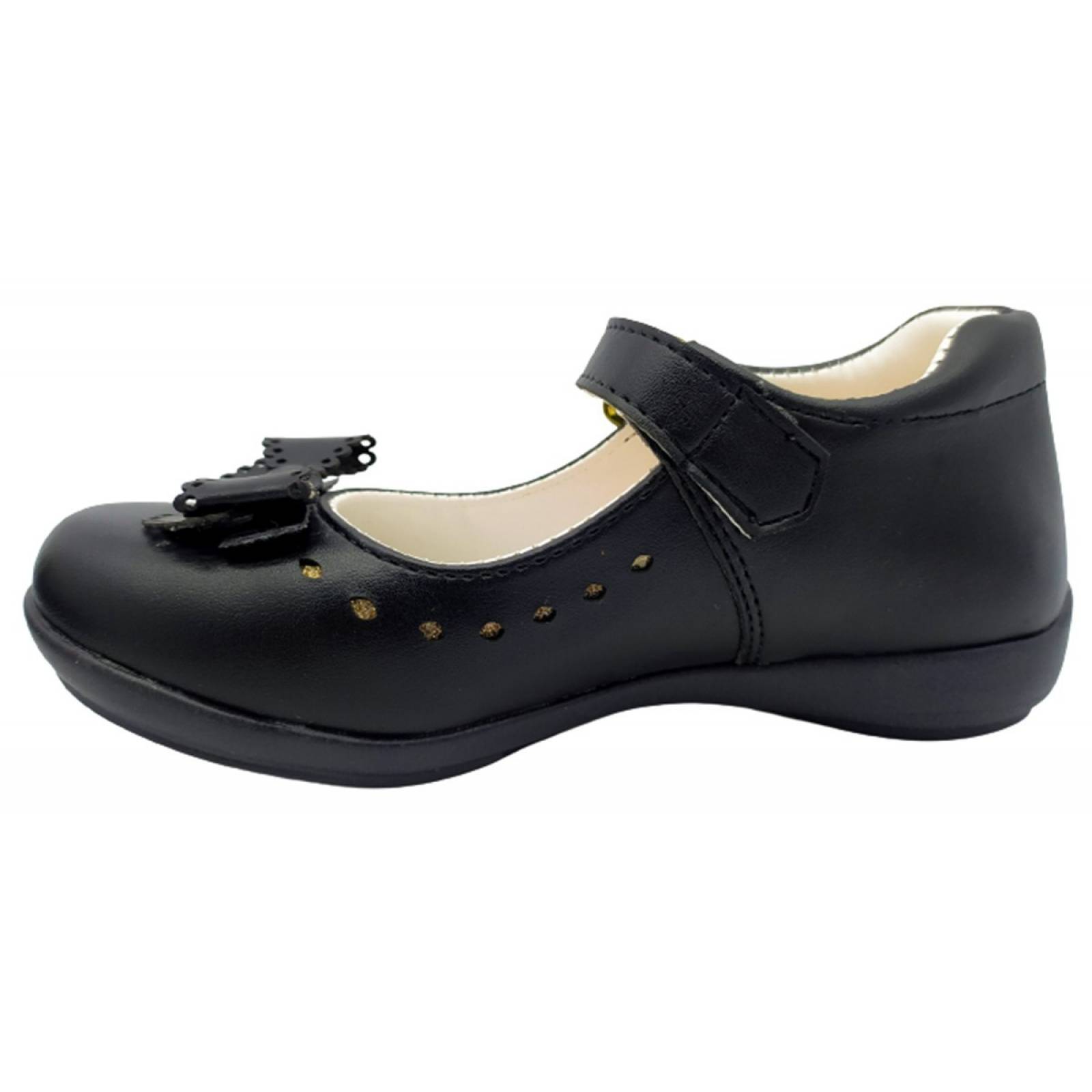 Zapatos Escolares Niñas Arco Soporte Flats Negros Cómodos 21-462-N