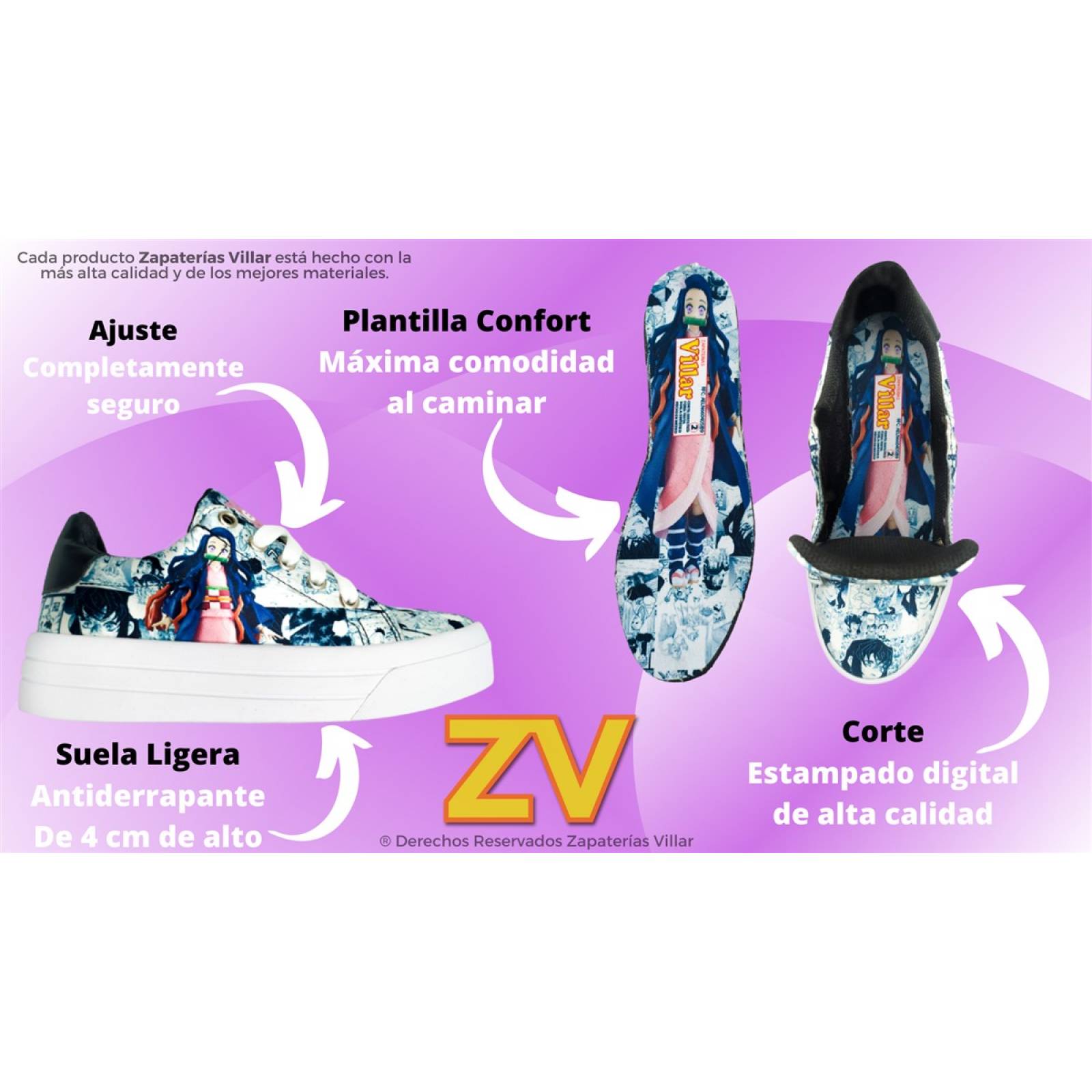 Tenis Nezuko Kamado Kimetsu No Yaiba Anime Agujeta 426-2-BN