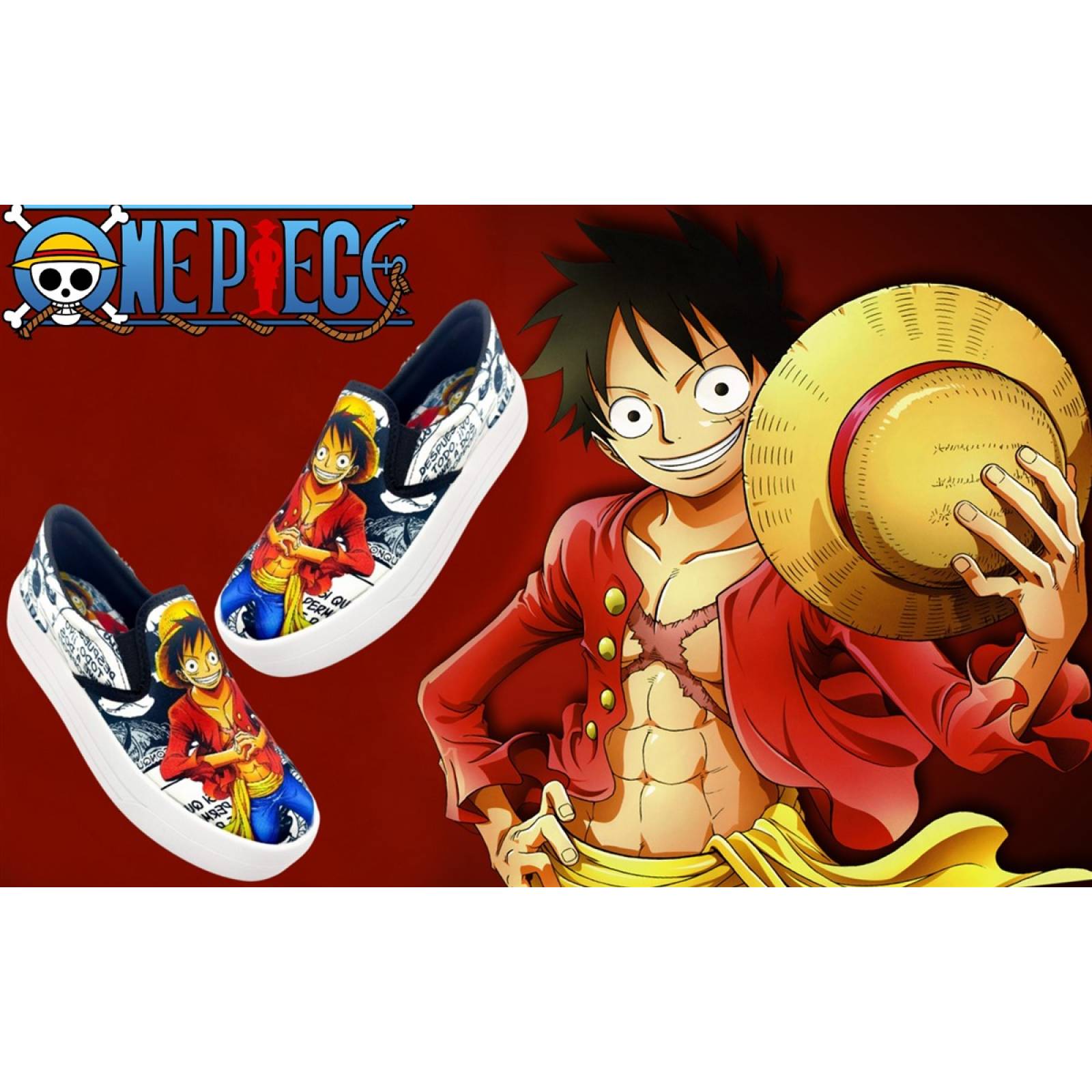 Tenis One Piece Monkey D. Luffy Manga Anime Slip On 430-2-BO