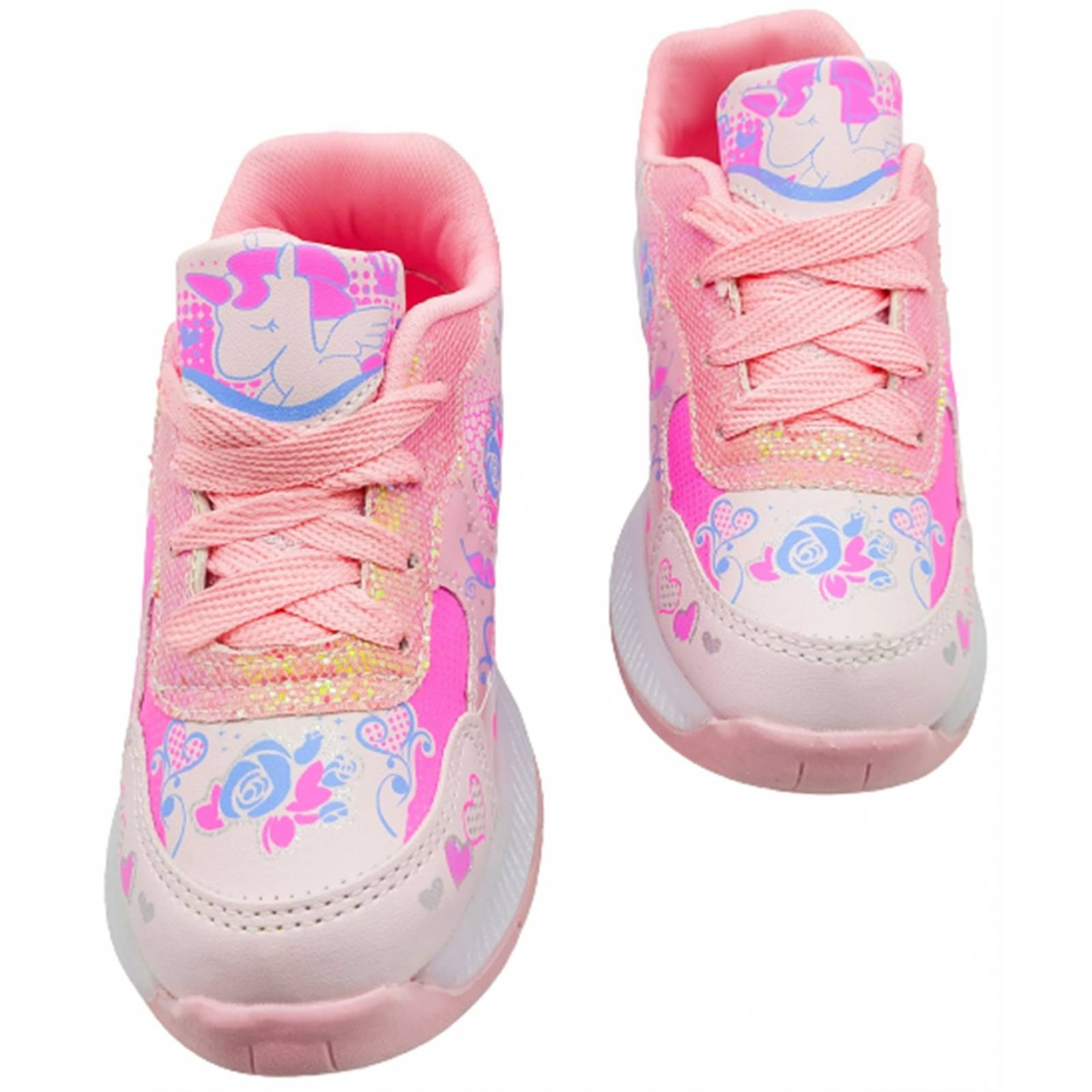 Tenis Unicornio Niña Luces Leds Corazon Arcoiris Rosa 630-RP (12.0 - 21.5).
