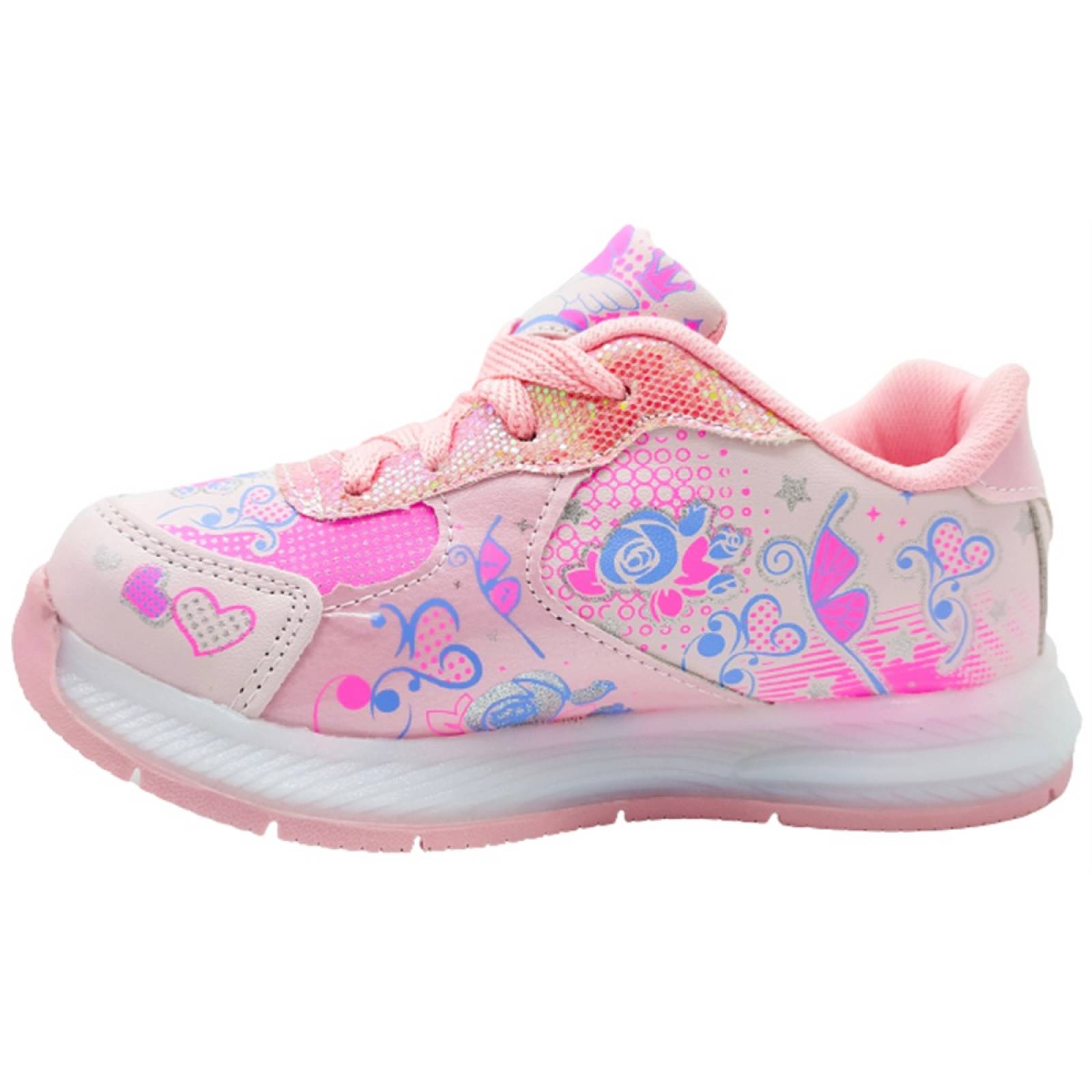 Tenis Unicornio Niña Luces Leds Corazon Arcoiris Rosa 630-RP (12.0 - 21.5).